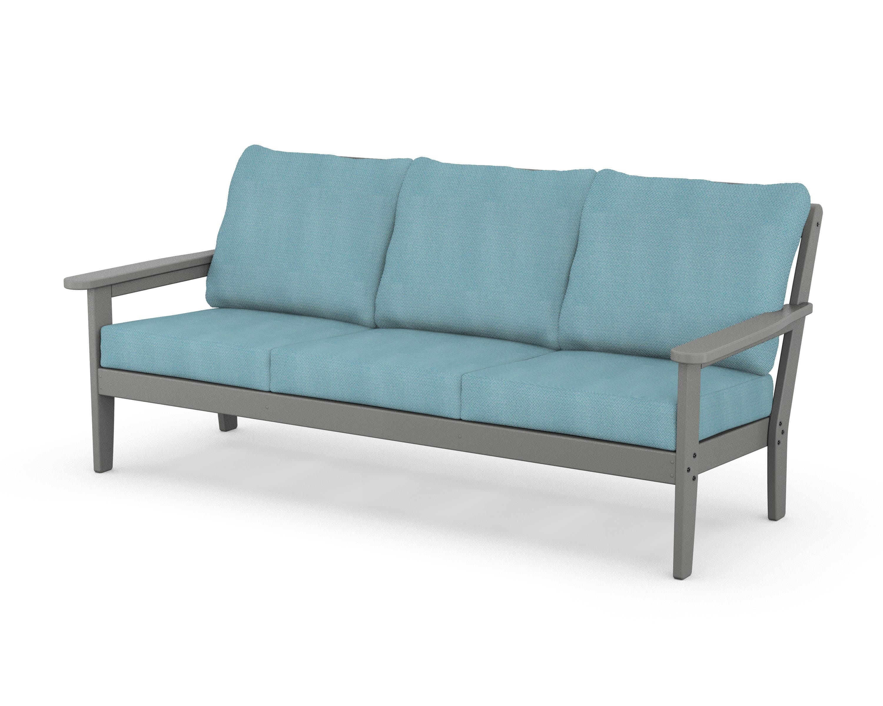 Country Living Cottage Deep Seating Sofa in Slate Grey / Lattice Sky Blue