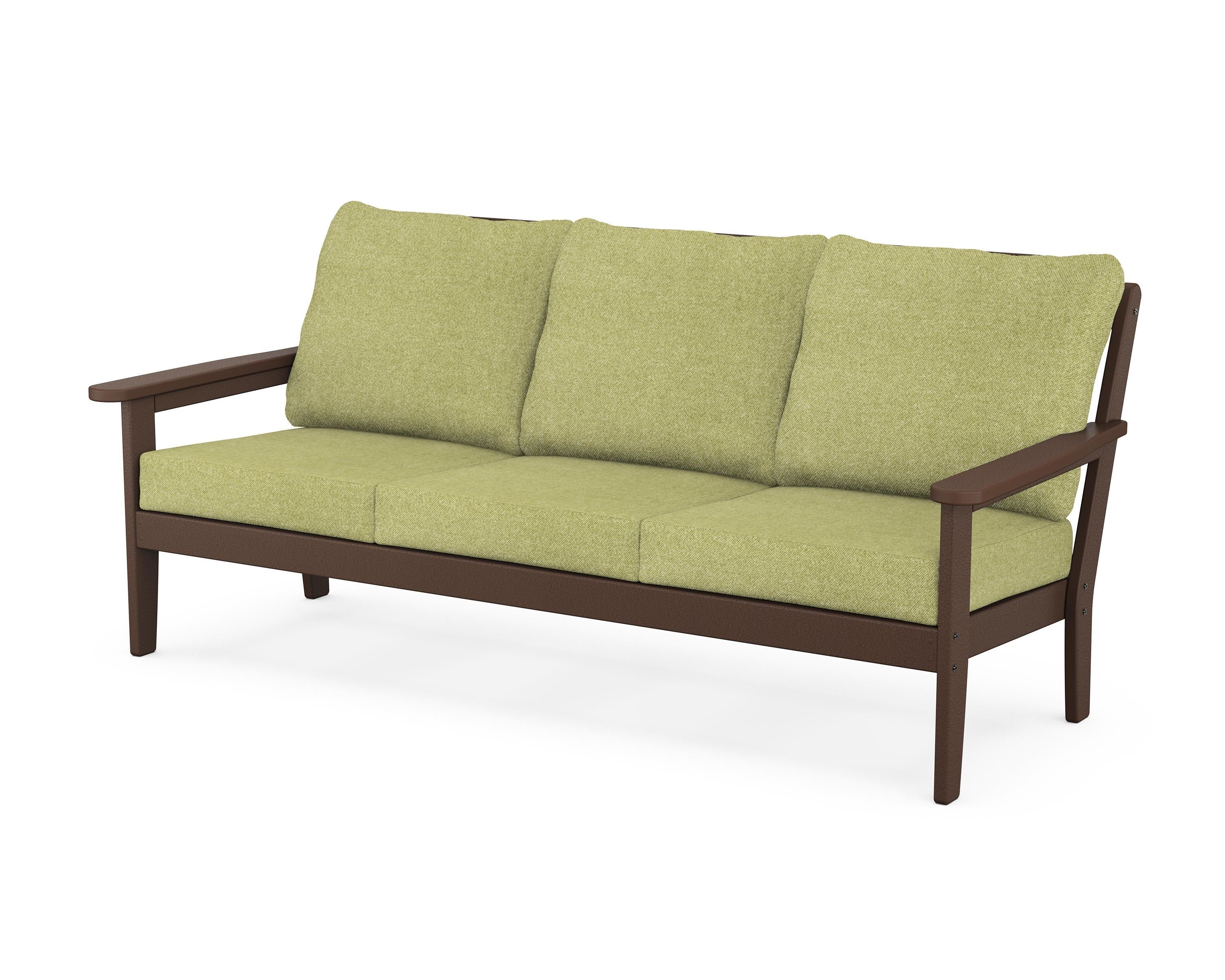 Country Living Cottage Deep Seating Sofa in Mahogany / Chartreuse Boucle