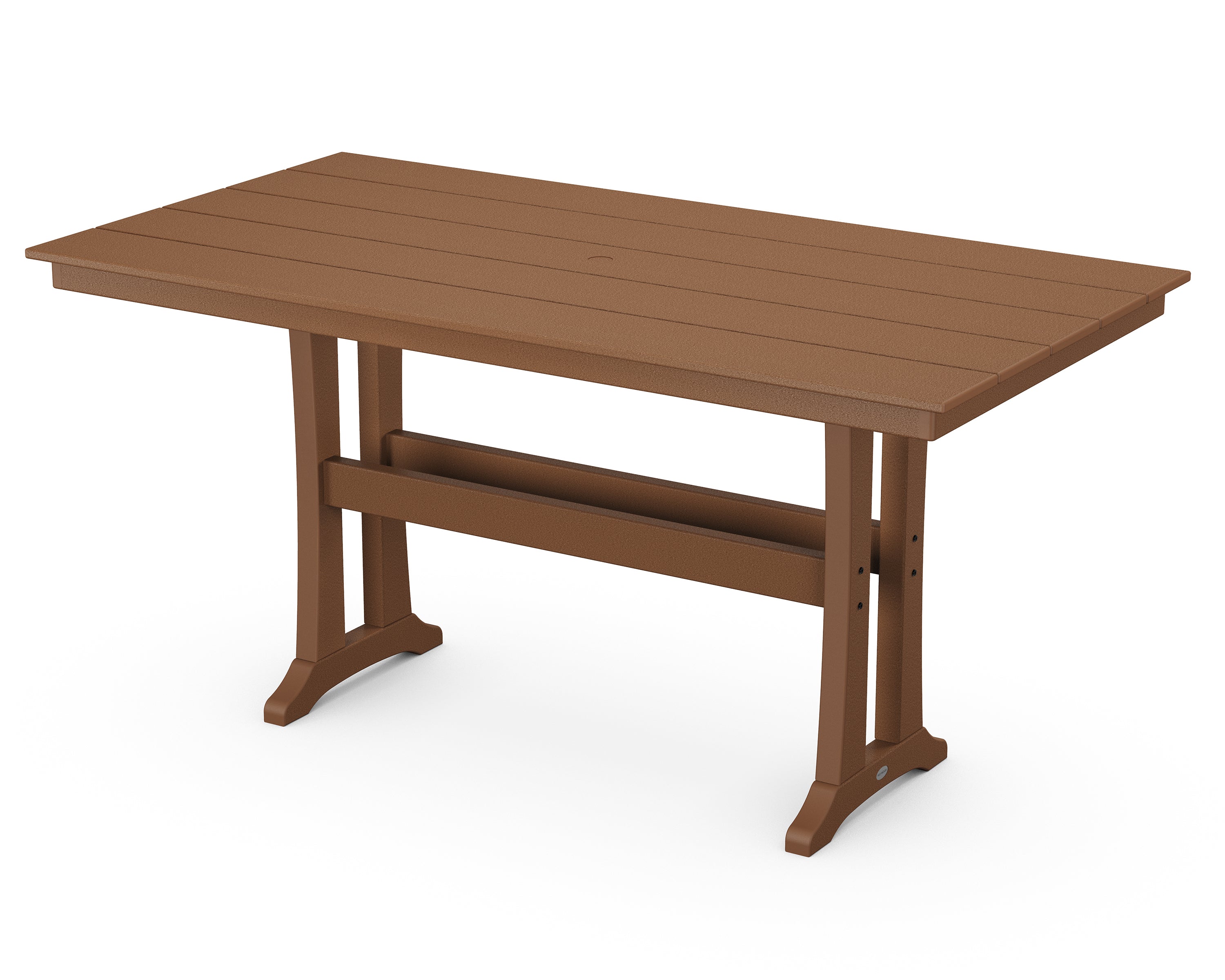 POLYWOOD® Farmhouse Trestle 37" x 72" Counter Table in Teak