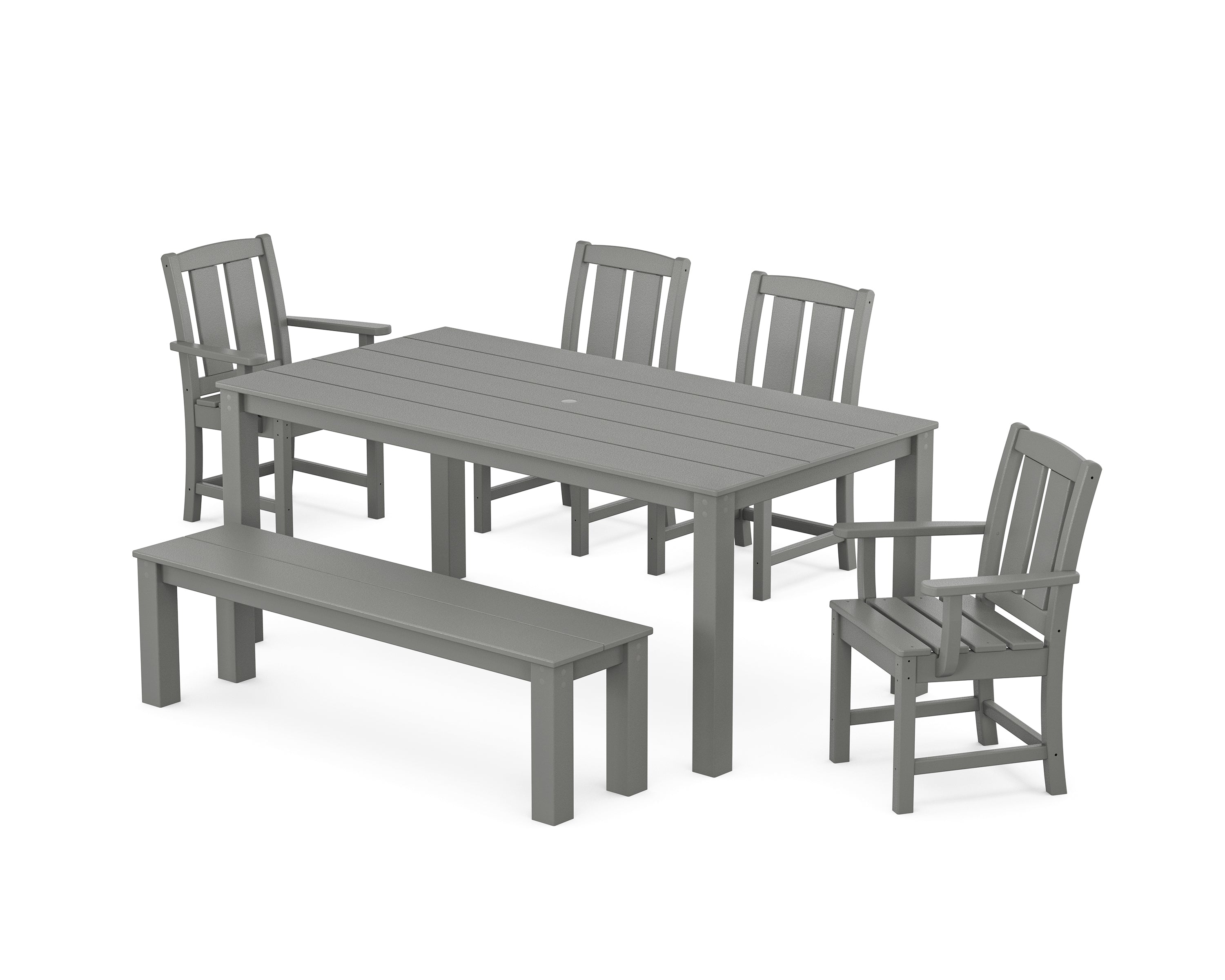 POLYWOOD® Mission 6-Piece Parsons Dining Set with Bench in Slate Grey
