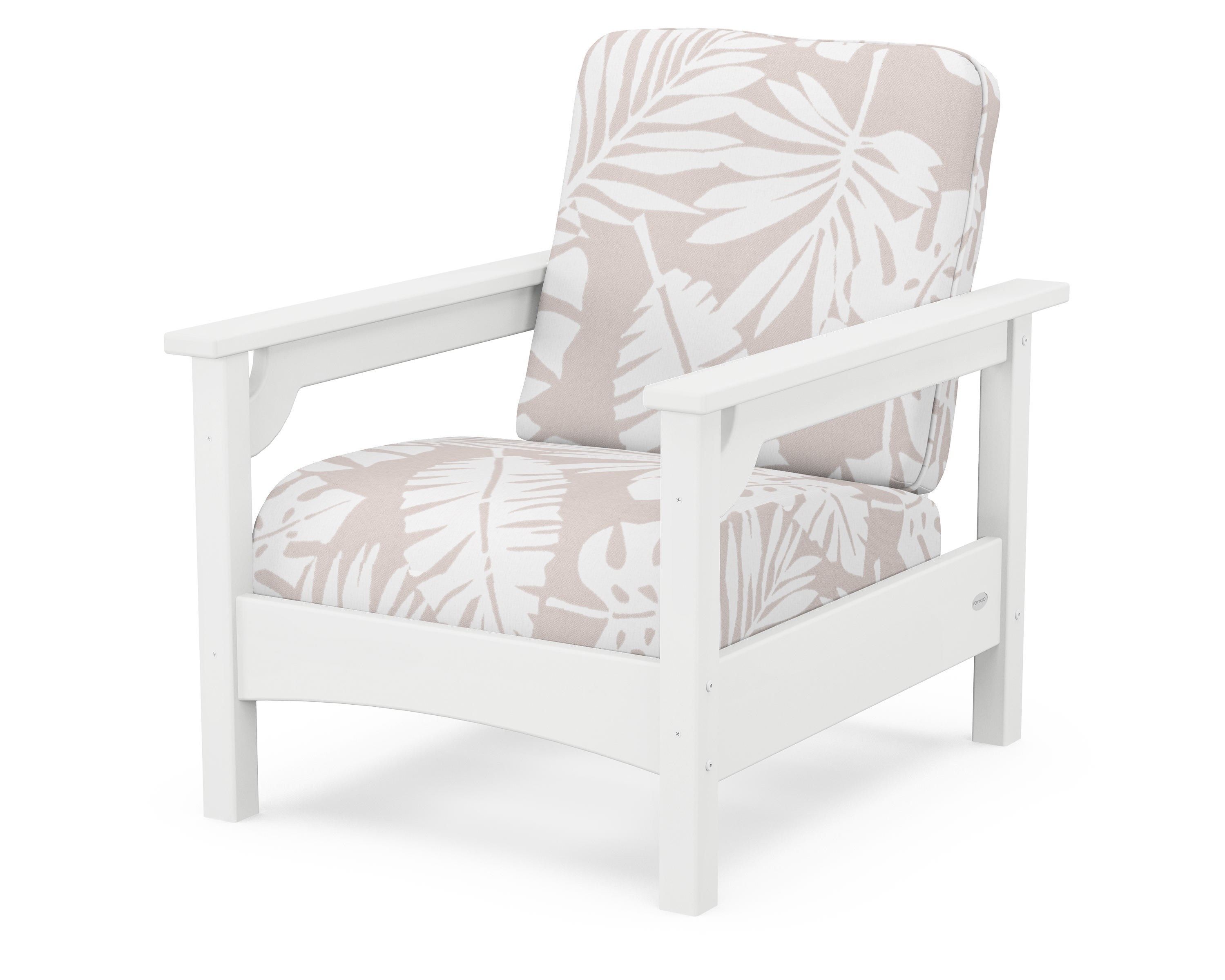 POLYWOOD® Club Chair in White / Leaf Dune Burlap