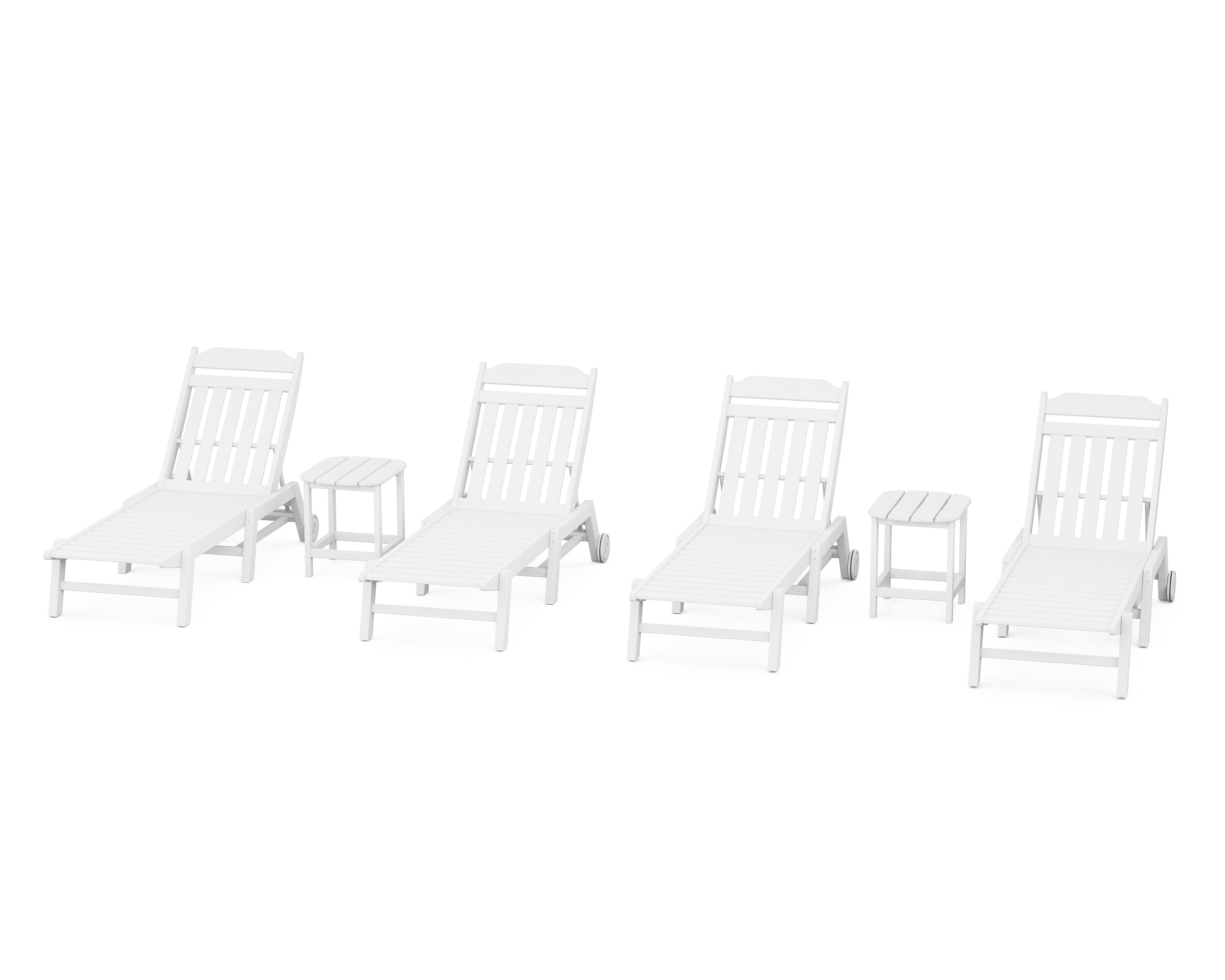 Country Living Cottage 6-Piece Chaise Set with Wheels in White