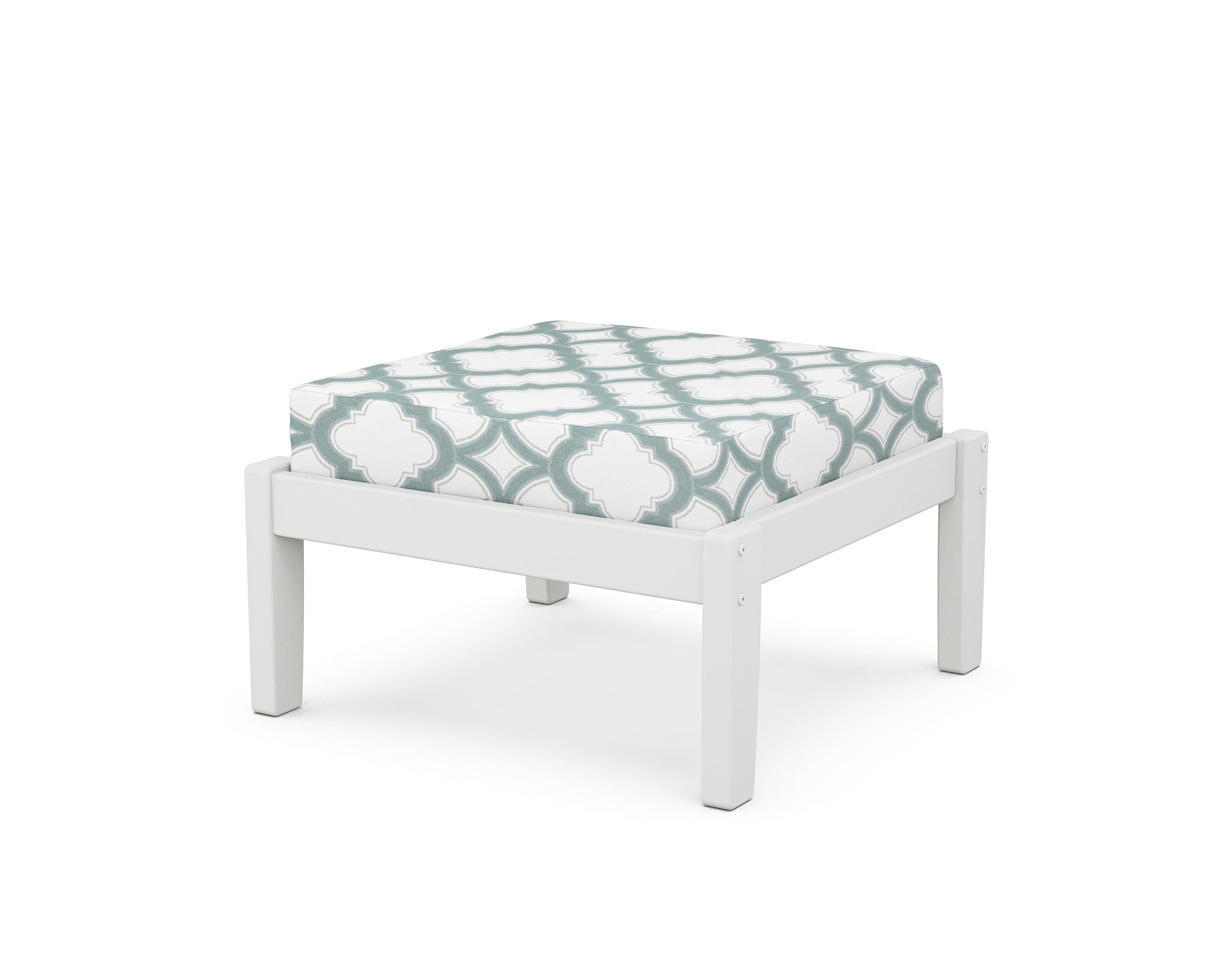Unbranded Deep Seating Ottoman in White / Trellis Glacier Spa