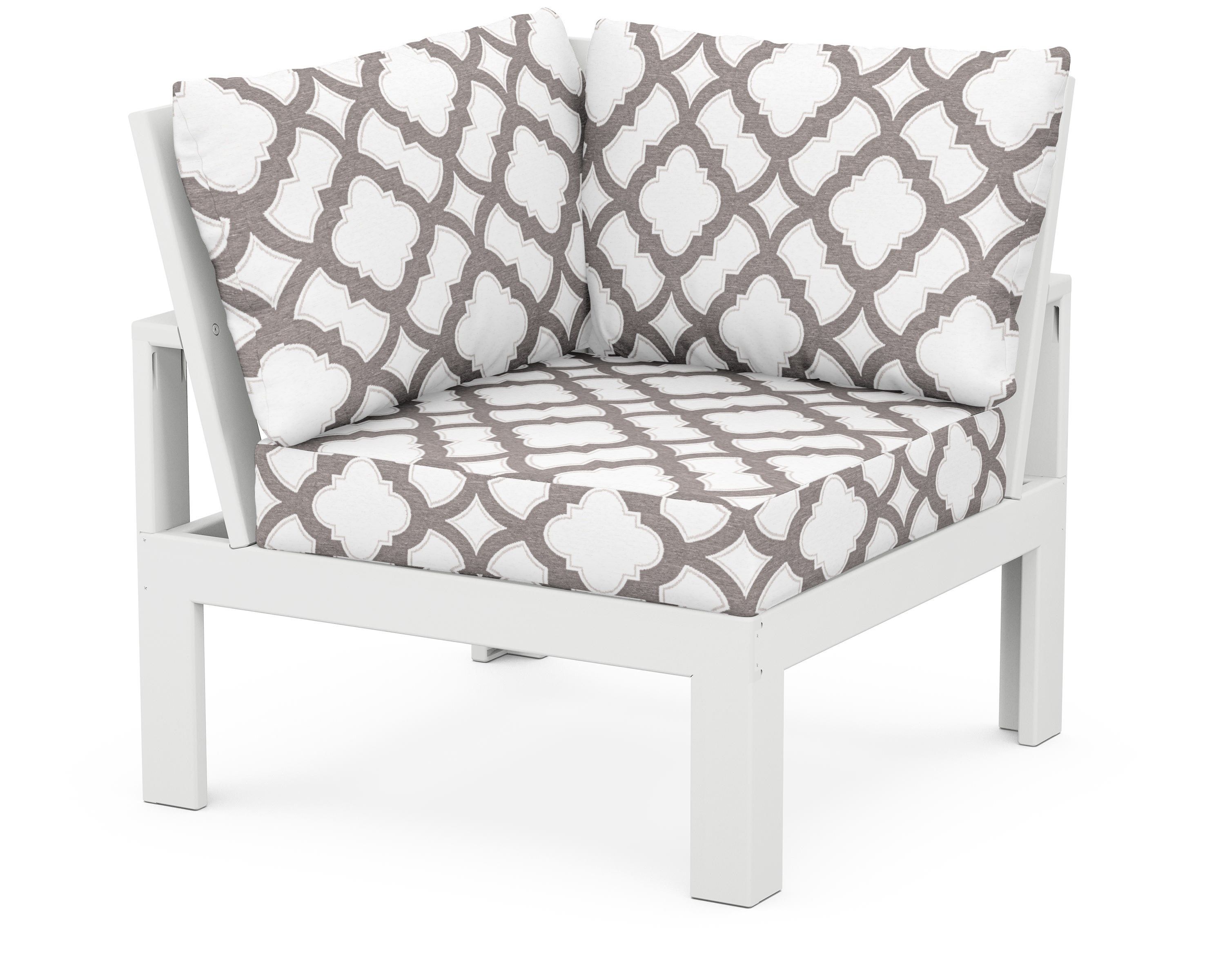 Unbranded Modular Corner Chair in White / Trellis Grey Mist
