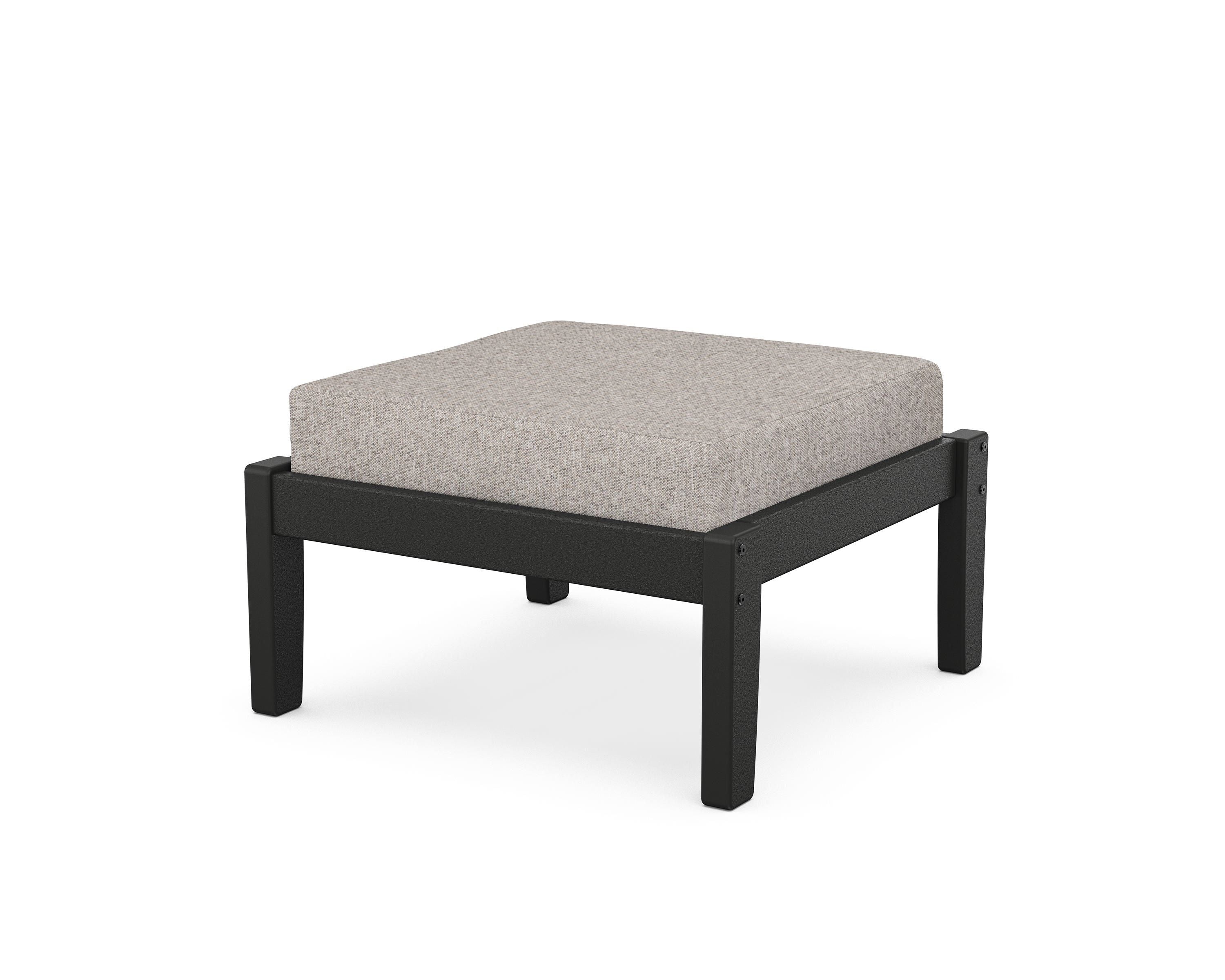 Unbranded Deep Seating Ottoman in Black / Weathered Tweed