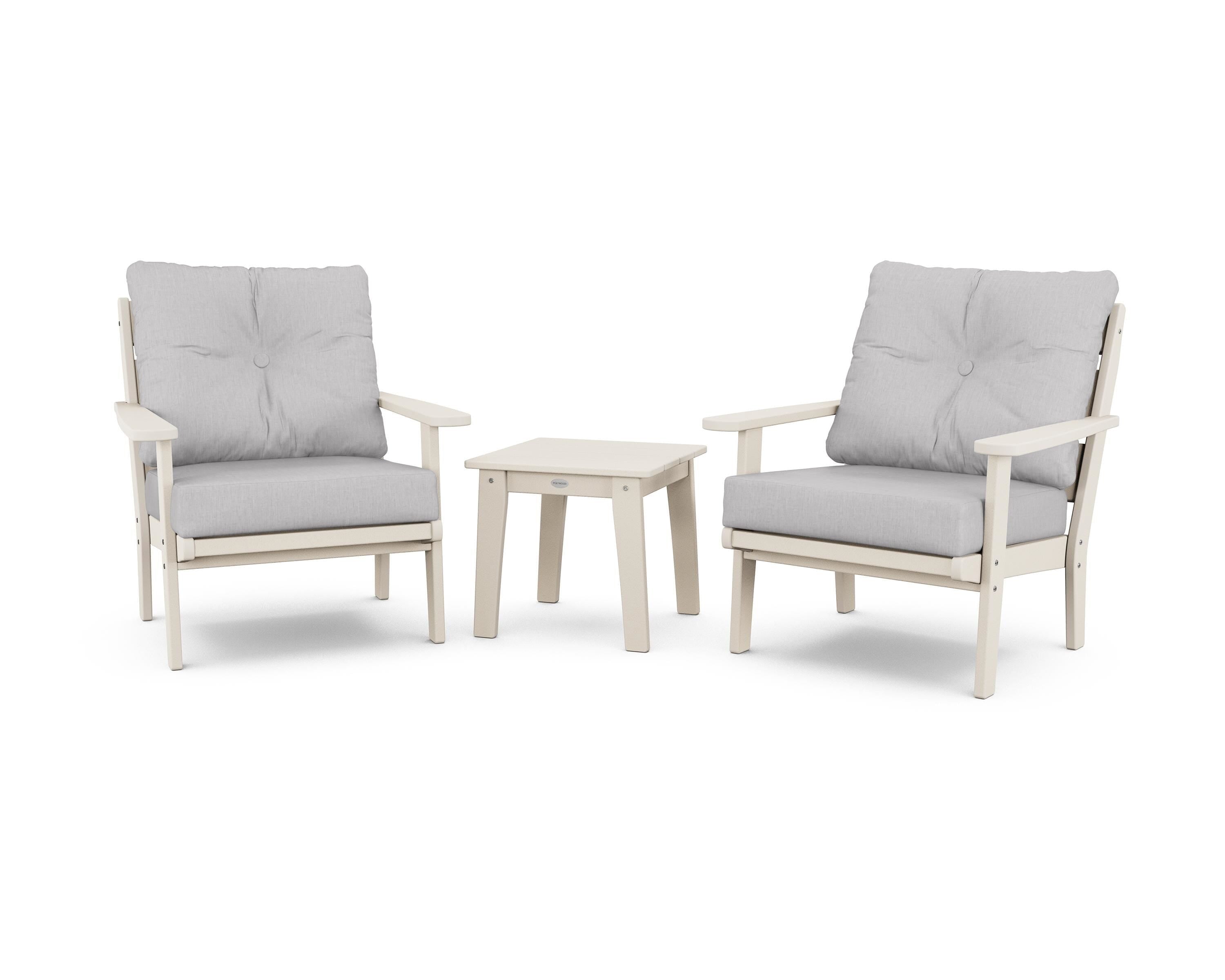 POLYWOOD® Lakeside 3-Piece Deep Seating Chair Set in Sand / Granite