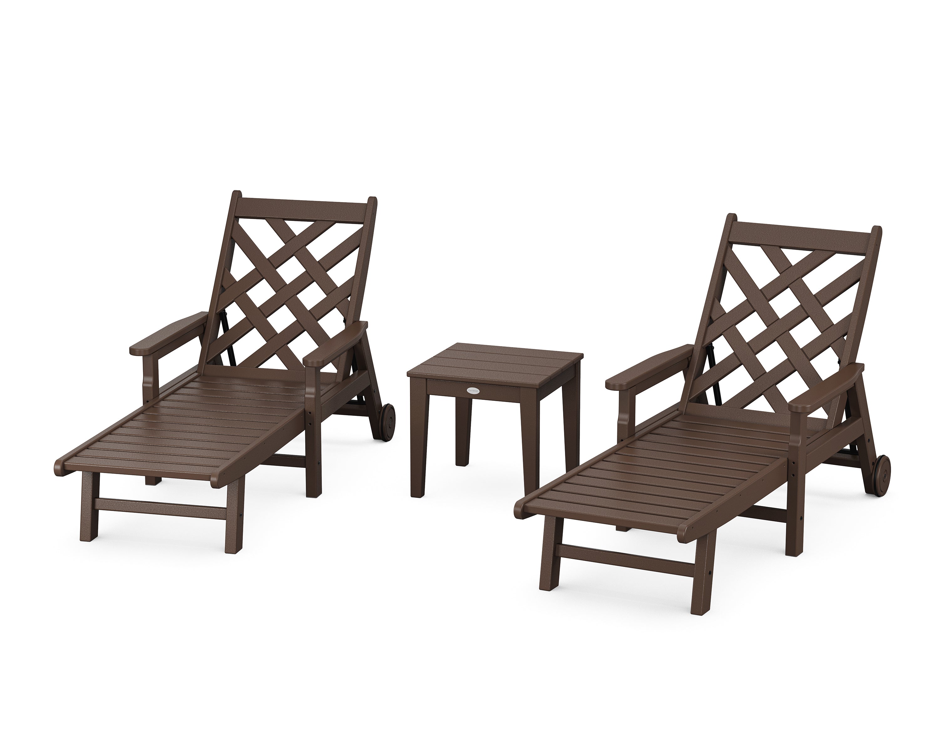 Country Living Wovendale 3-Piece Chaise Set with Arms and Wheels in Mahogany