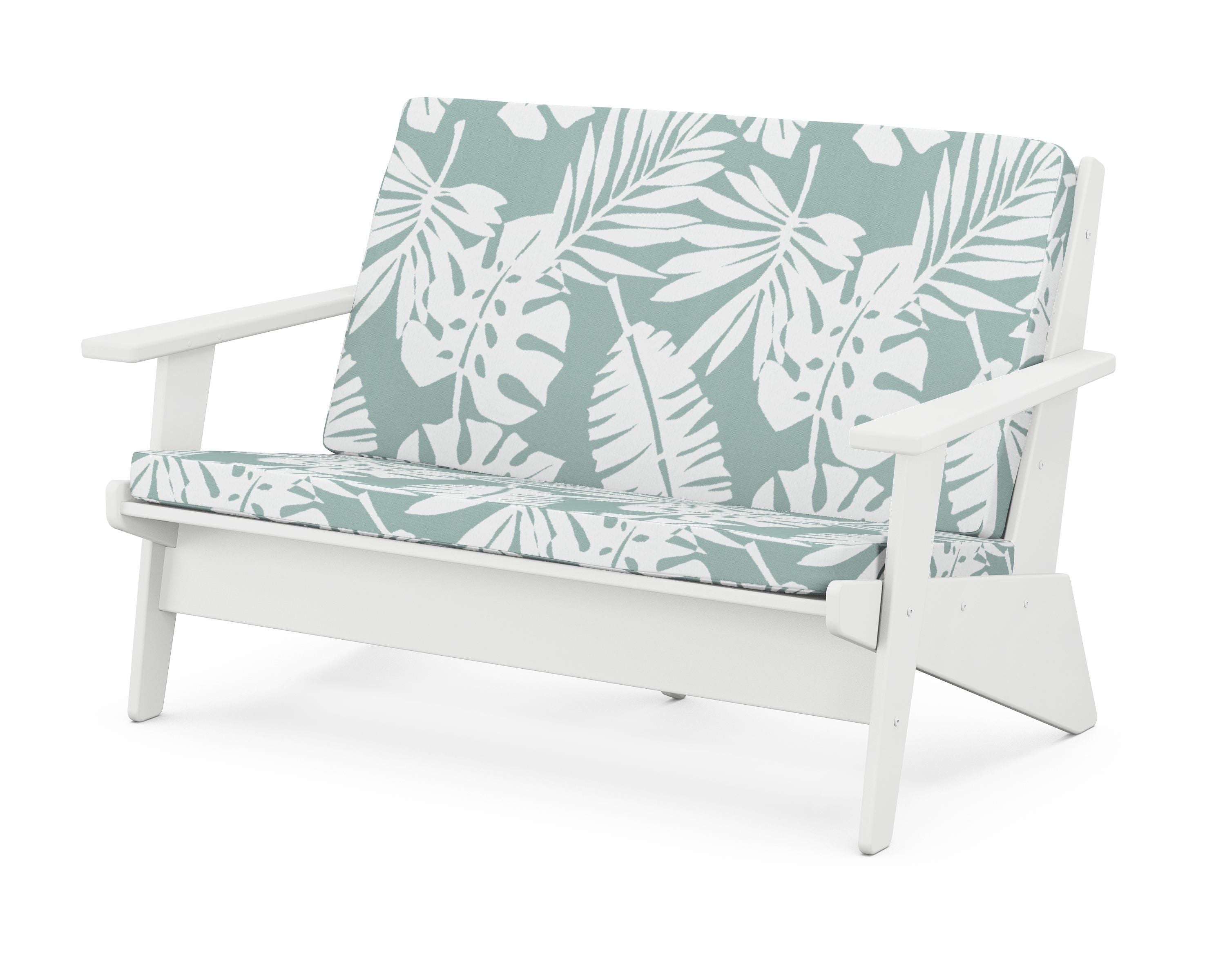 POLYWOOD® Riviera Modern Lounge Loveseat in White / Leaf Glacier Spa