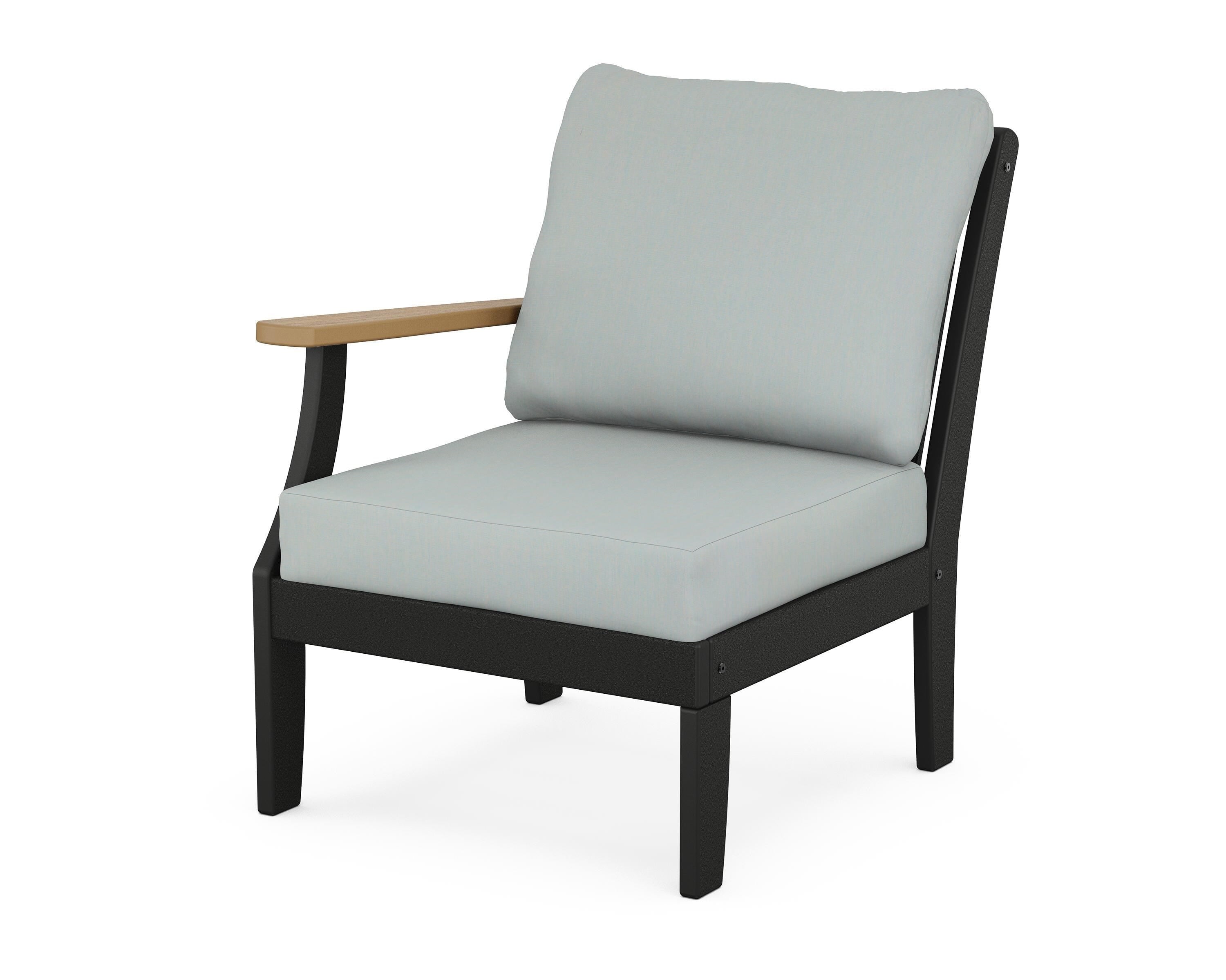 POLYWOOD® Braxton Modular Left Arm Chair in Black / Natural / Spa