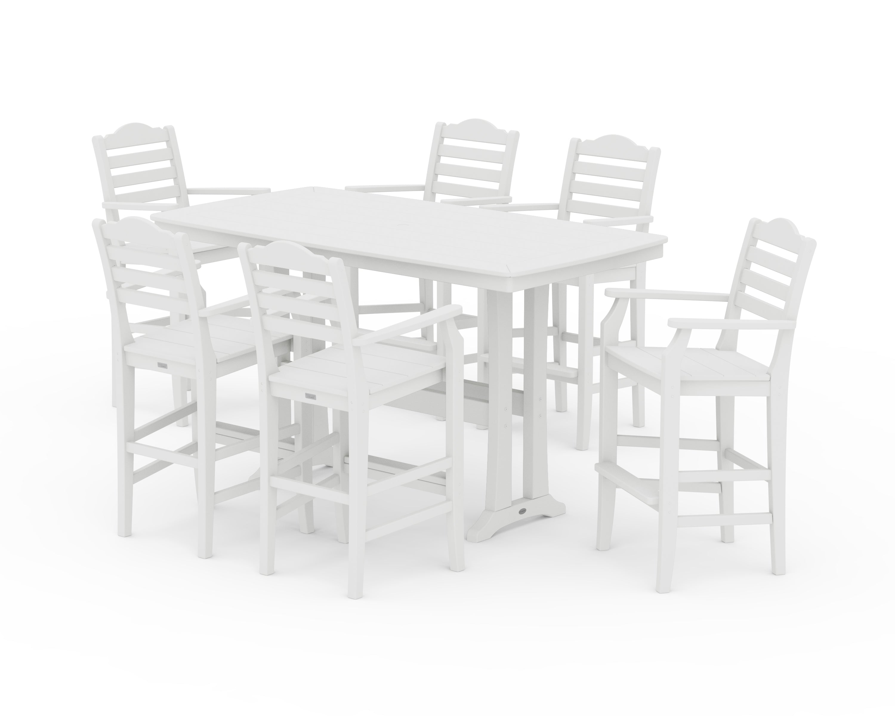 Draper James™ by POLYWOOD® Savannah Arm Chair 7-Piece Bar Set with Trestle Legs in White