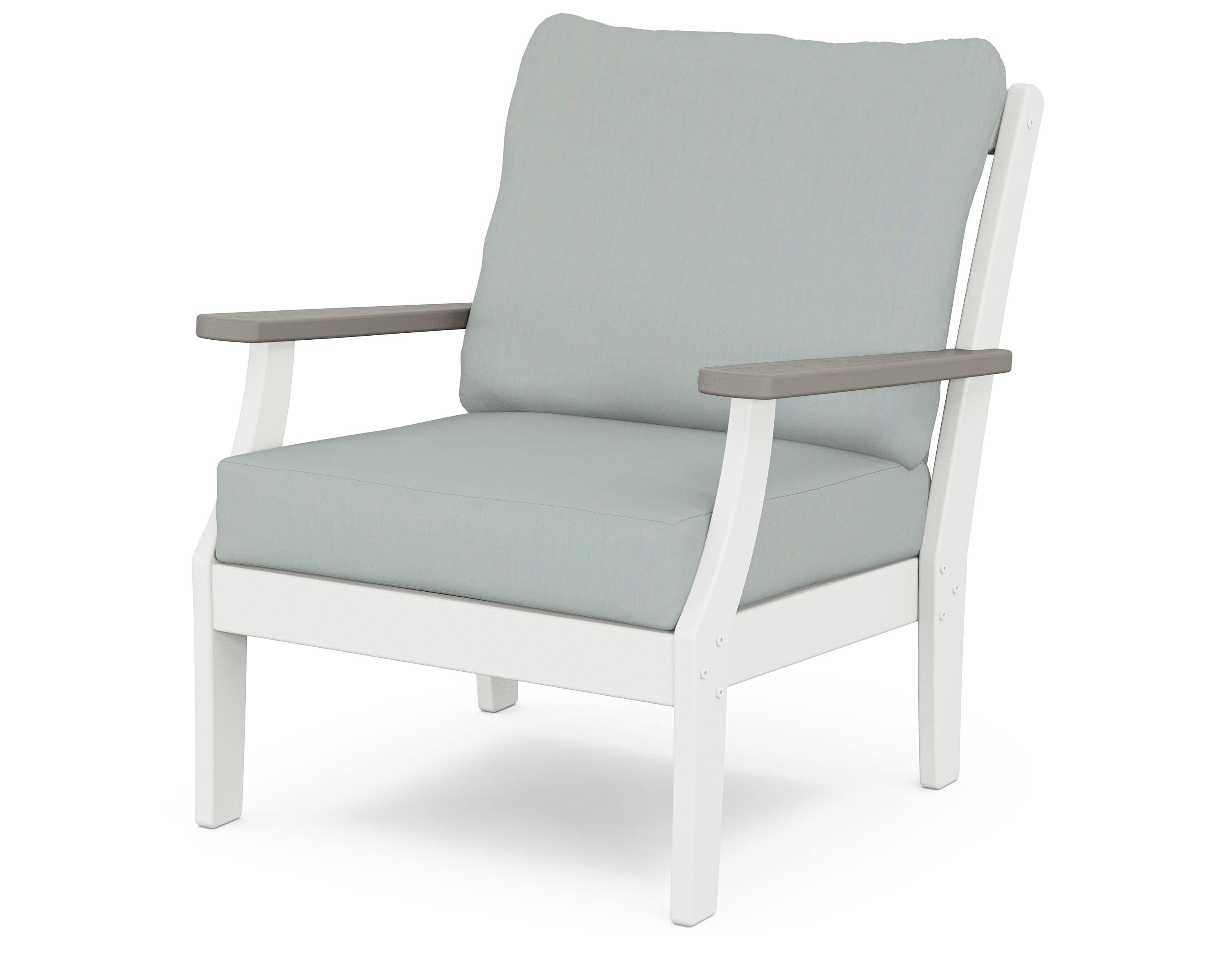 POLYWOOD® Braxton Deep Seating Chair in White / Driftwood / Spa