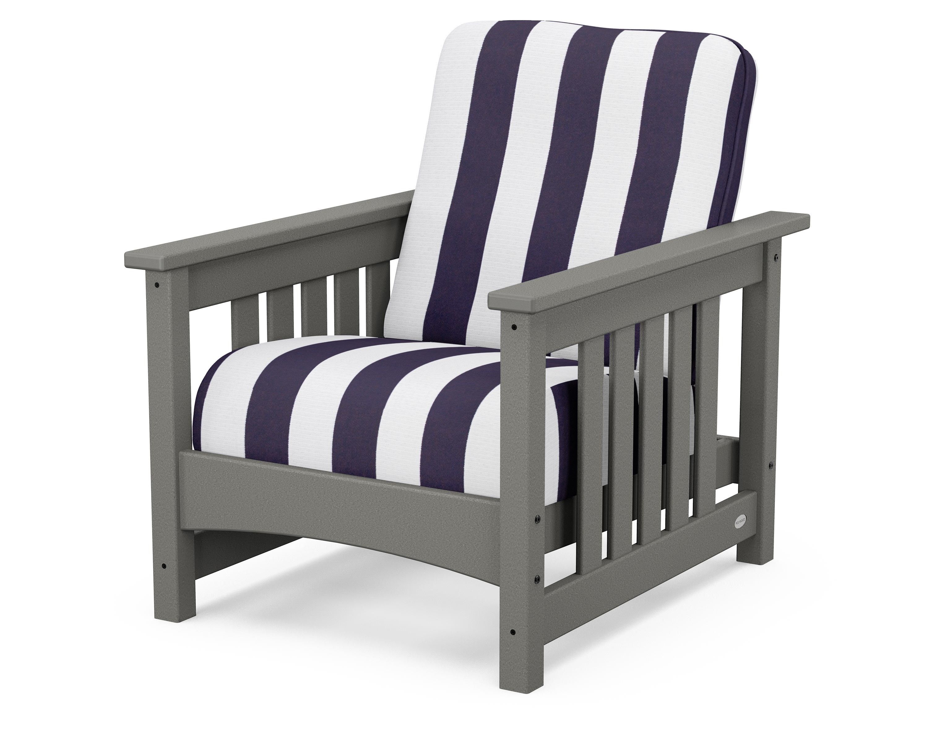 POLYWOOD® Club Mission Chair in Slate Grey / Cabana Stripe Navy