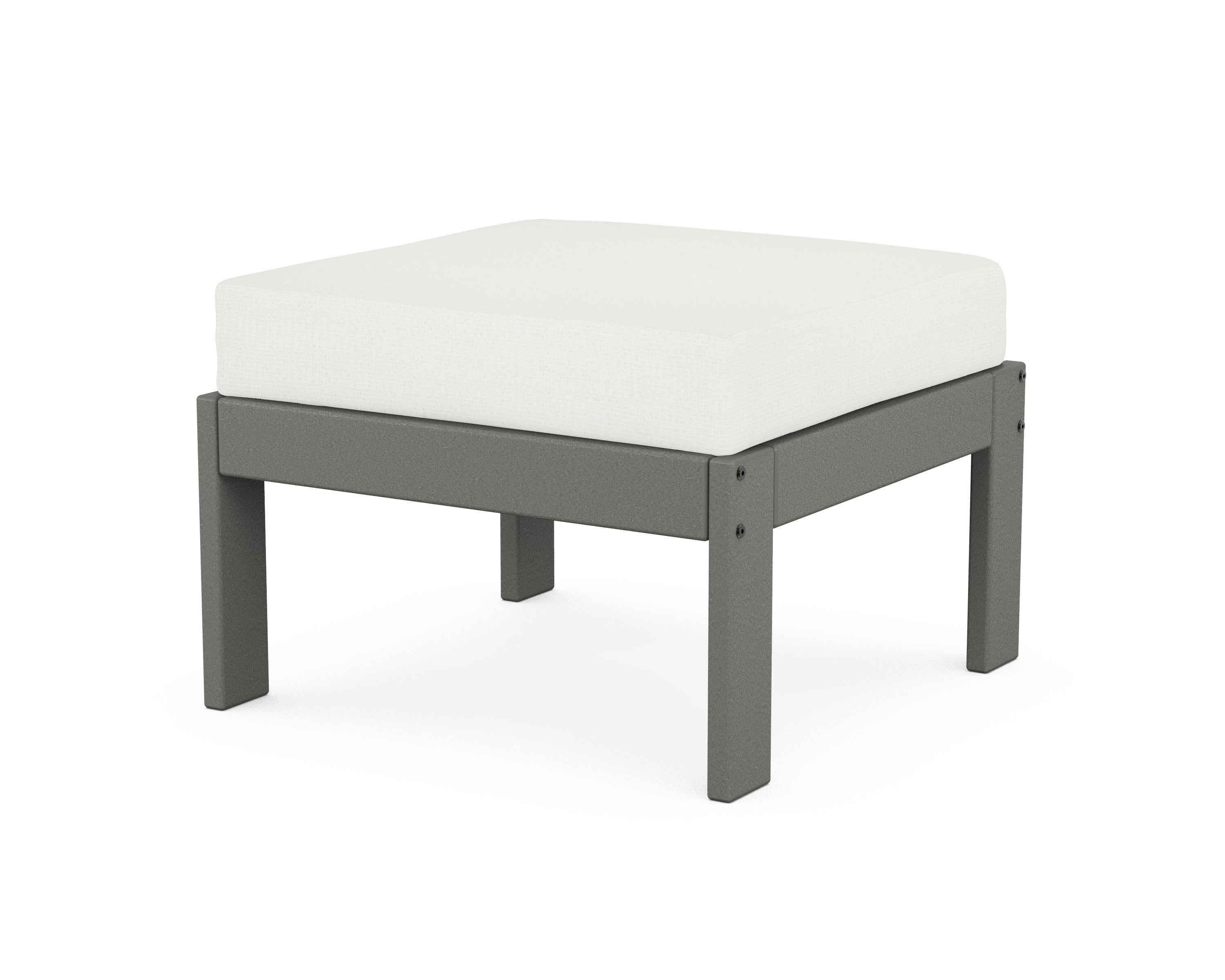 POLYWOOD® Vineyard Modular Ottoman in Slate Grey / Natural Linen