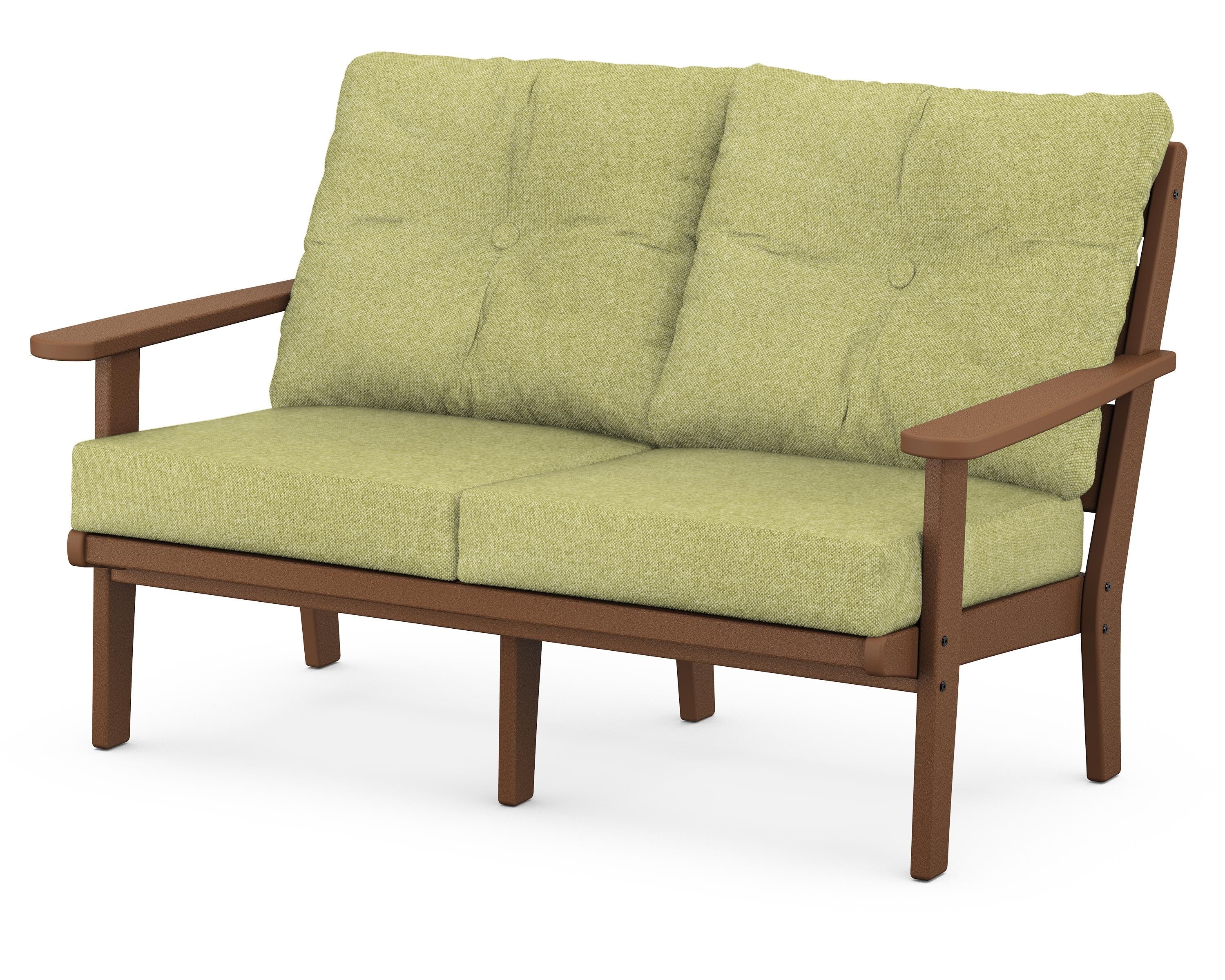 POLYWOOD® Lakeside Deep Seating Loveseat in Teak / Chartreuse Boucle