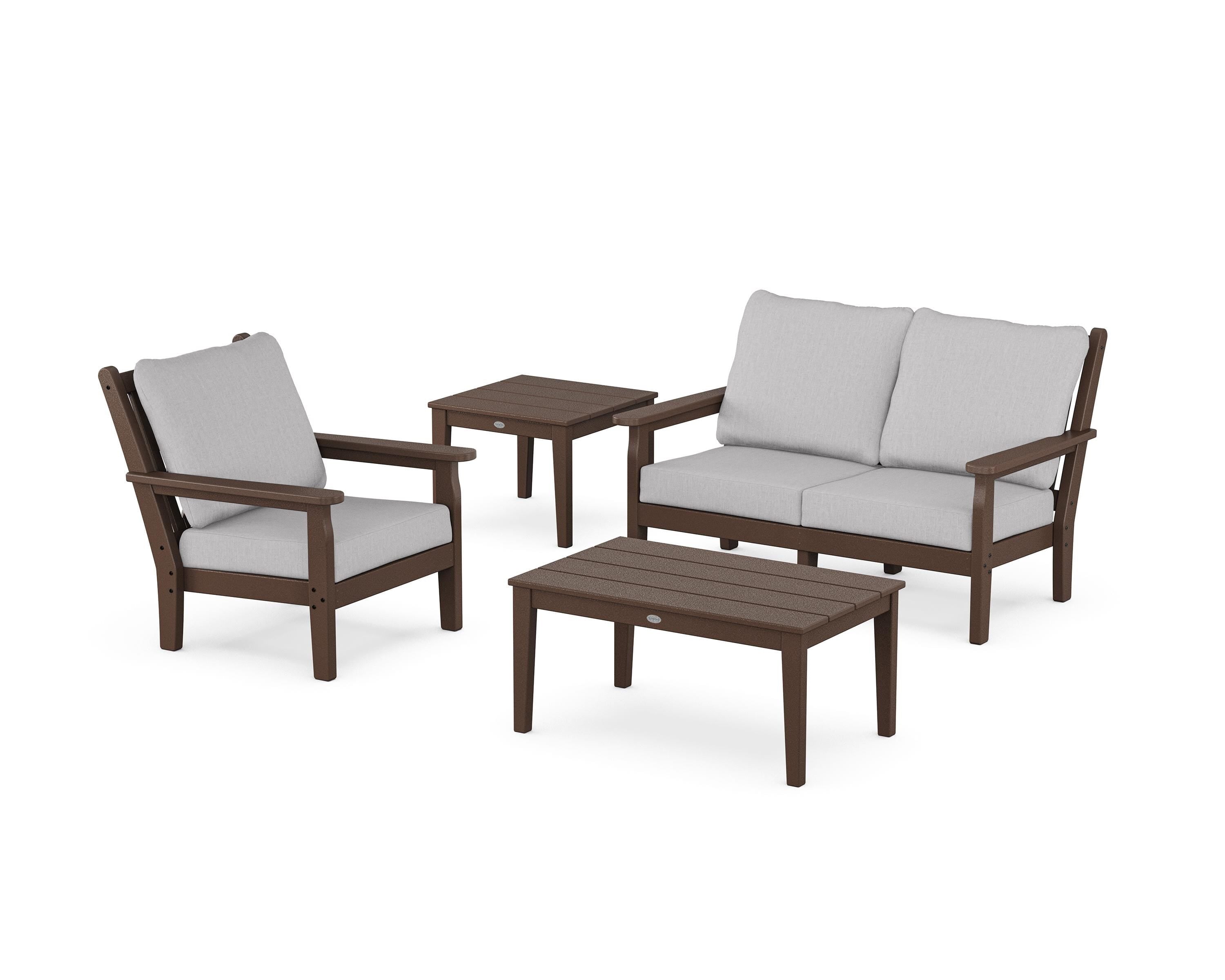 POLYWOOD® Chippendale 4-Piece Deep Seating Set in Mahogany / Granite