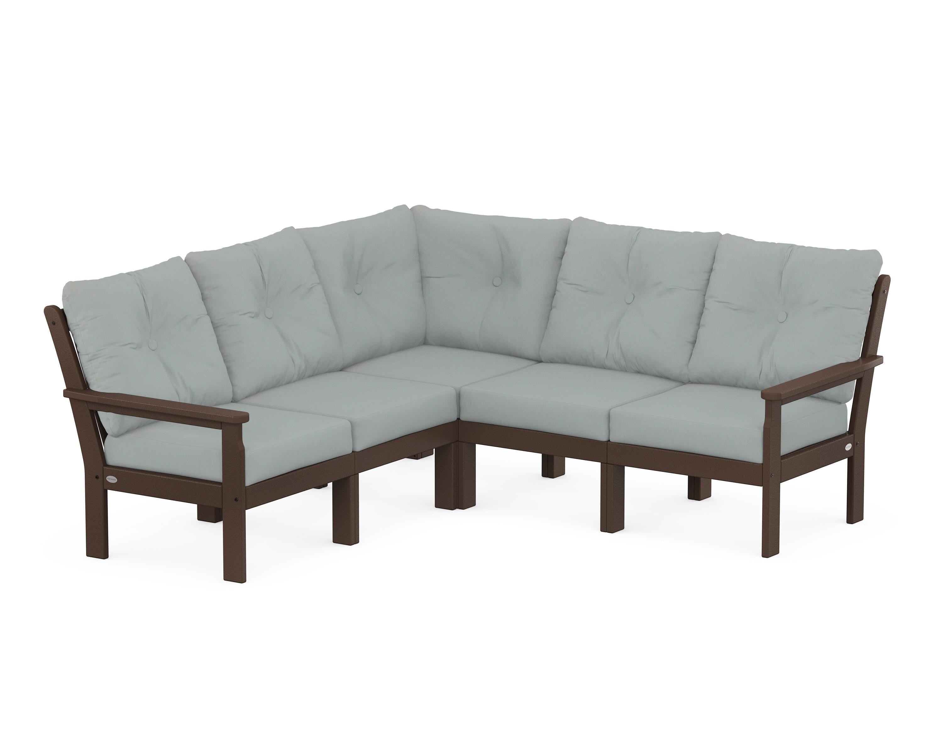 POLYWOOD® Vineyard 5-Piece Sectional in Mahogany / Spa