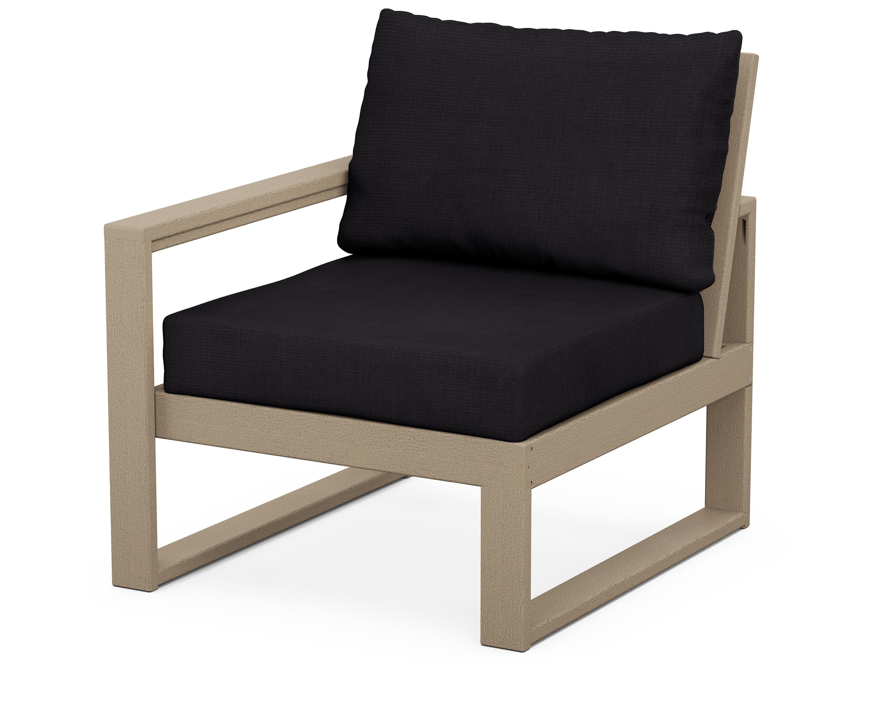 POLYWOOD® EDGE Modular Left Arm Chair in Vintage Sahara / Midnight Linen