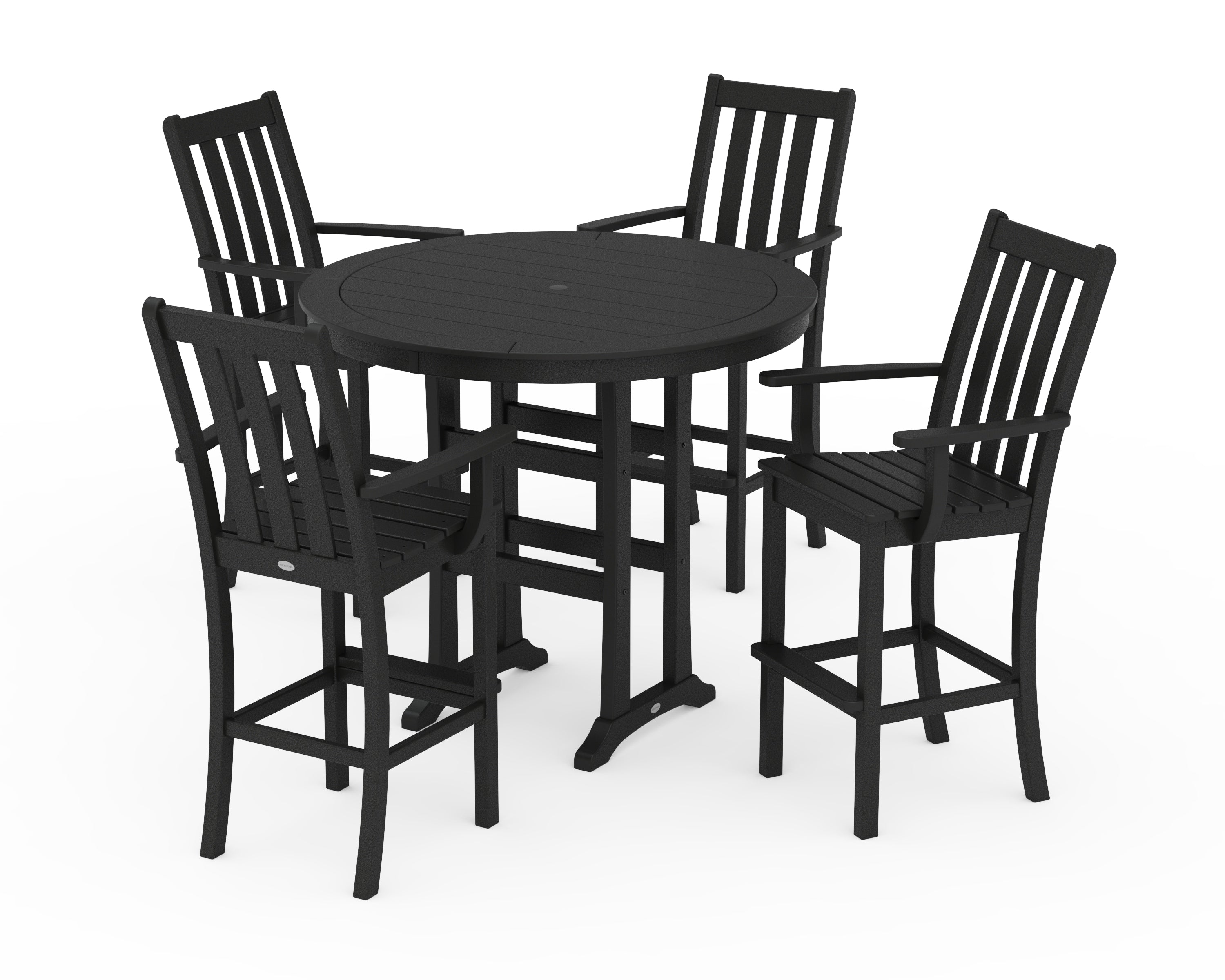 POLYWOOD® Vineyard 5-Piece Round Bar Set in Black