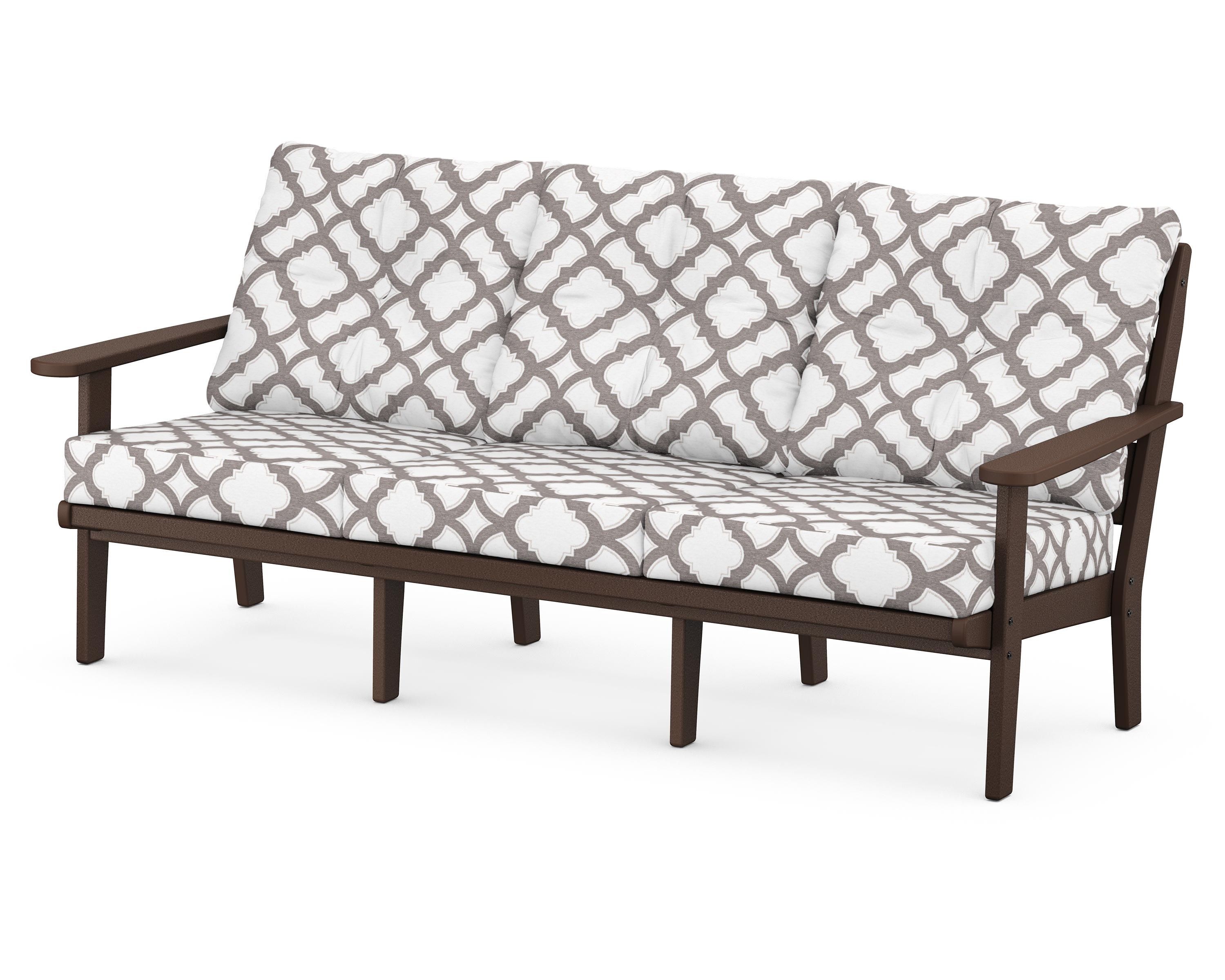 POLYWOOD® Lakeside Deep Seating Sofa in Mahogany / Trellis Grey Mist