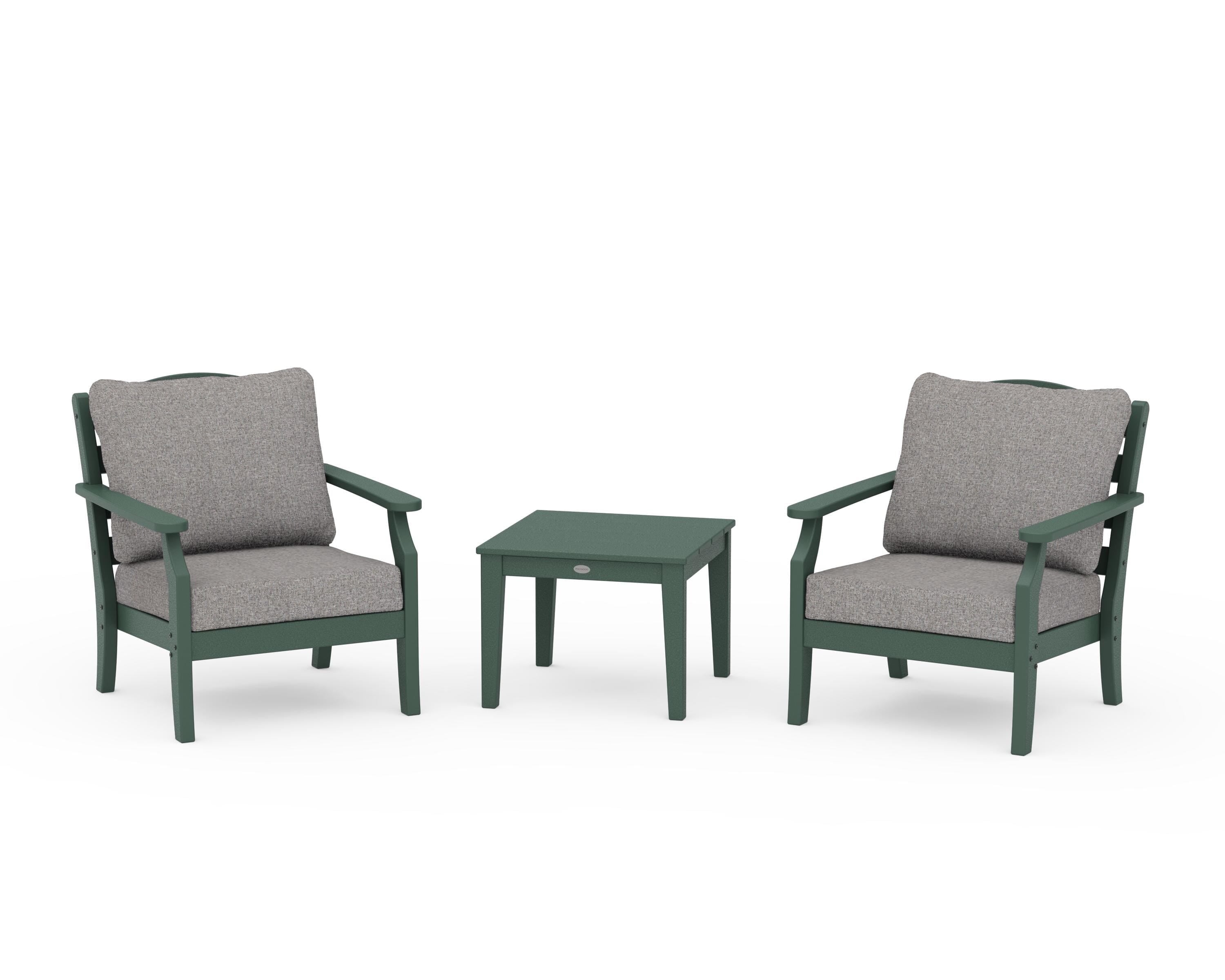 Draper James™ by POLYWOOD® Savannah 3-Piece Deep Seating Set in Green / Grey Mist