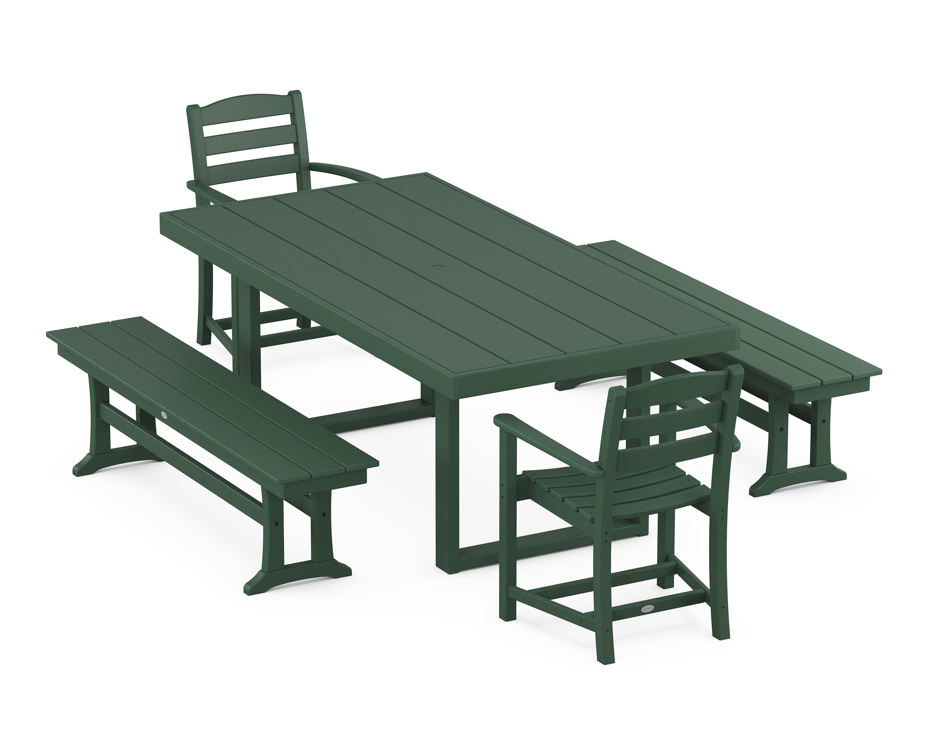 POLYWOOD® La Casa Café 5-Piece Dining Set with Benches in Green