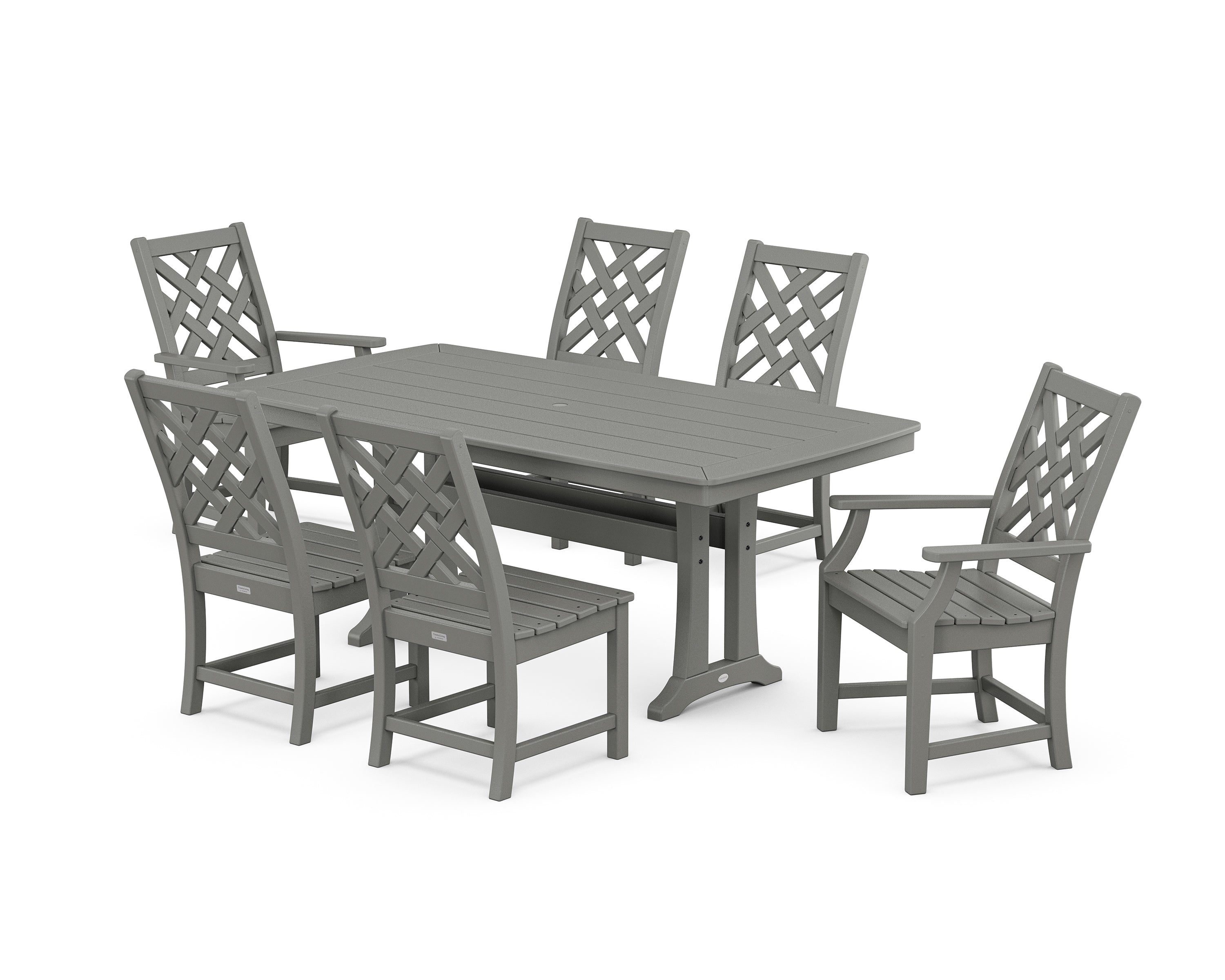 Country Living Wovendale 7-Piece Dining Set with Trestle Legs in Slate Grey