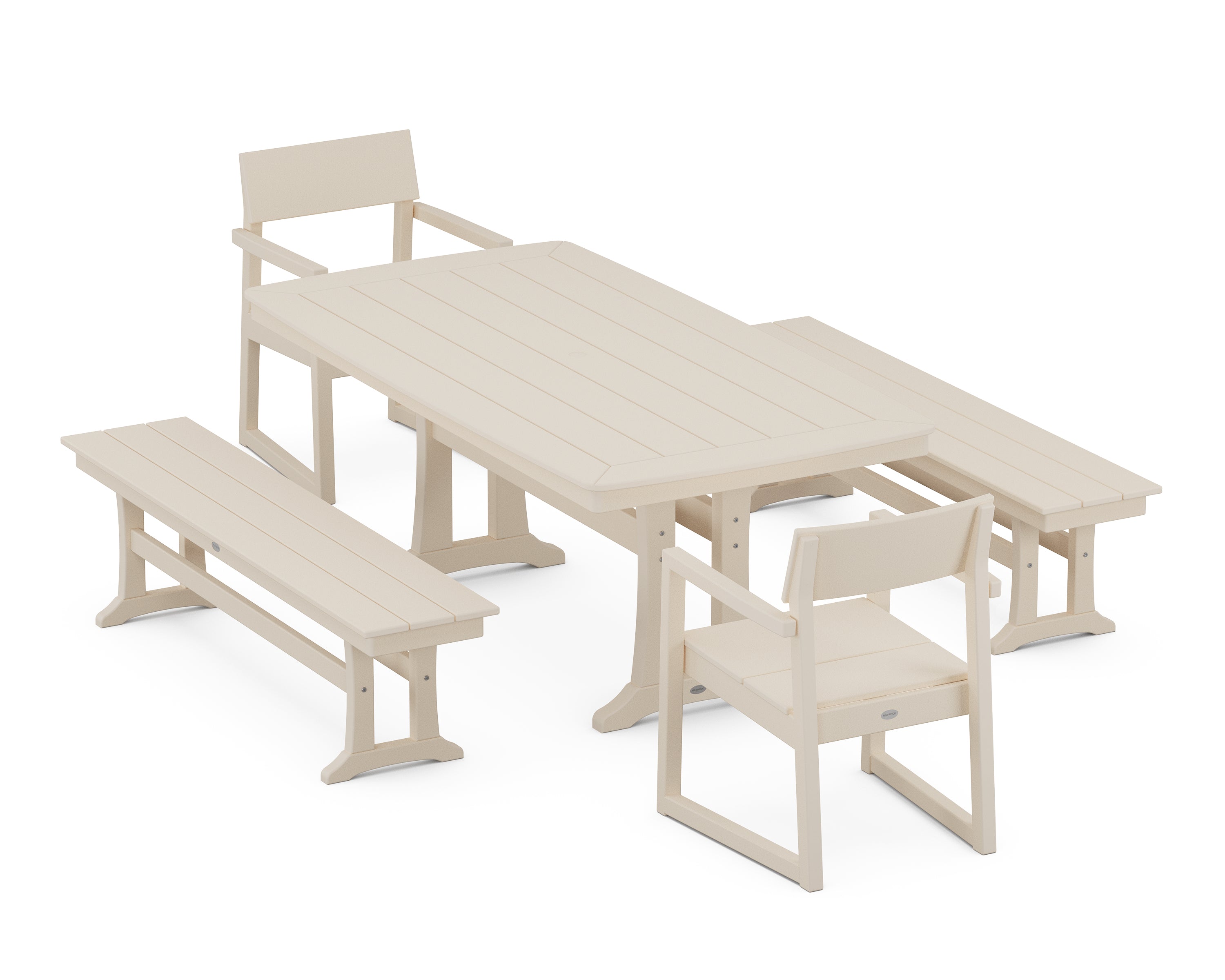 POLYWOOD® EDGE 5-Piece Dining Set with Trestle Legs in Sand