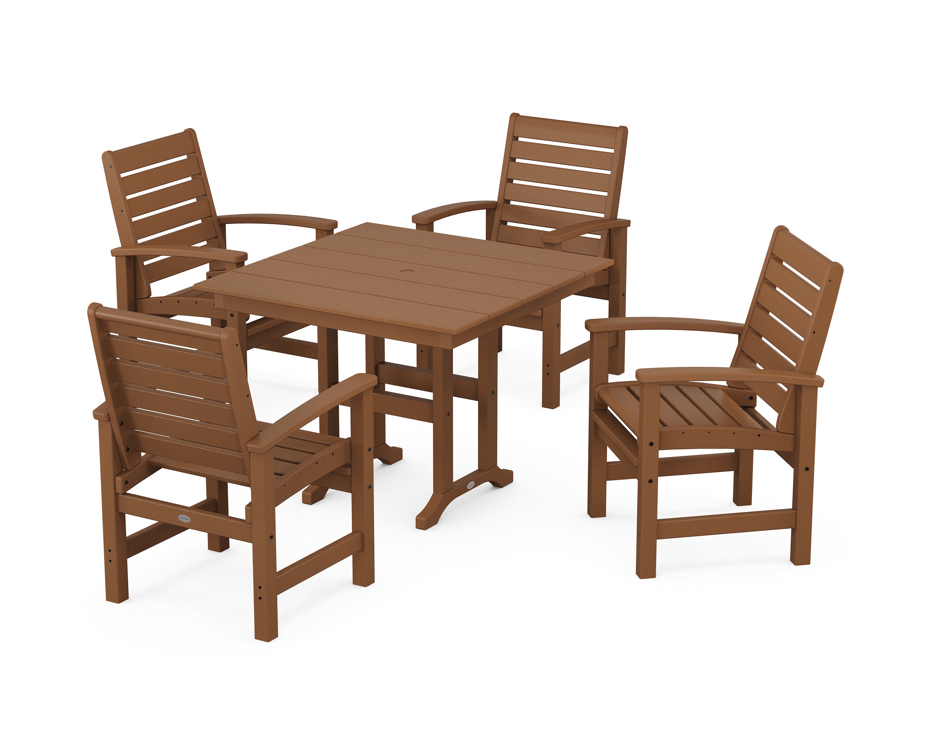POLYWOOD® Signature 5-Piece Farmhouse Dining Set in Teak