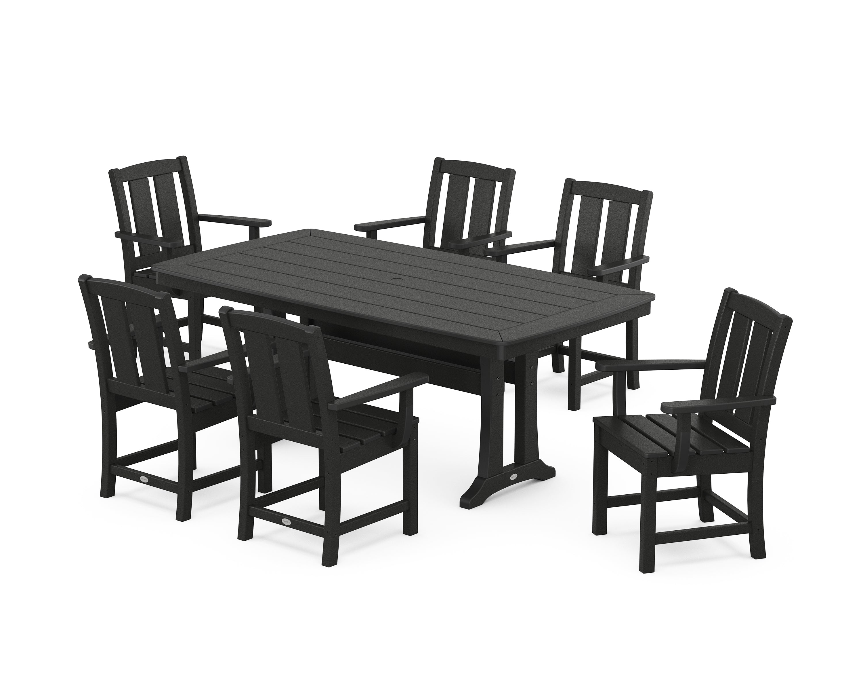 POLYWOOD® Mission Arm Chair 7-Piece Dining Set with Trestle Legs in Black