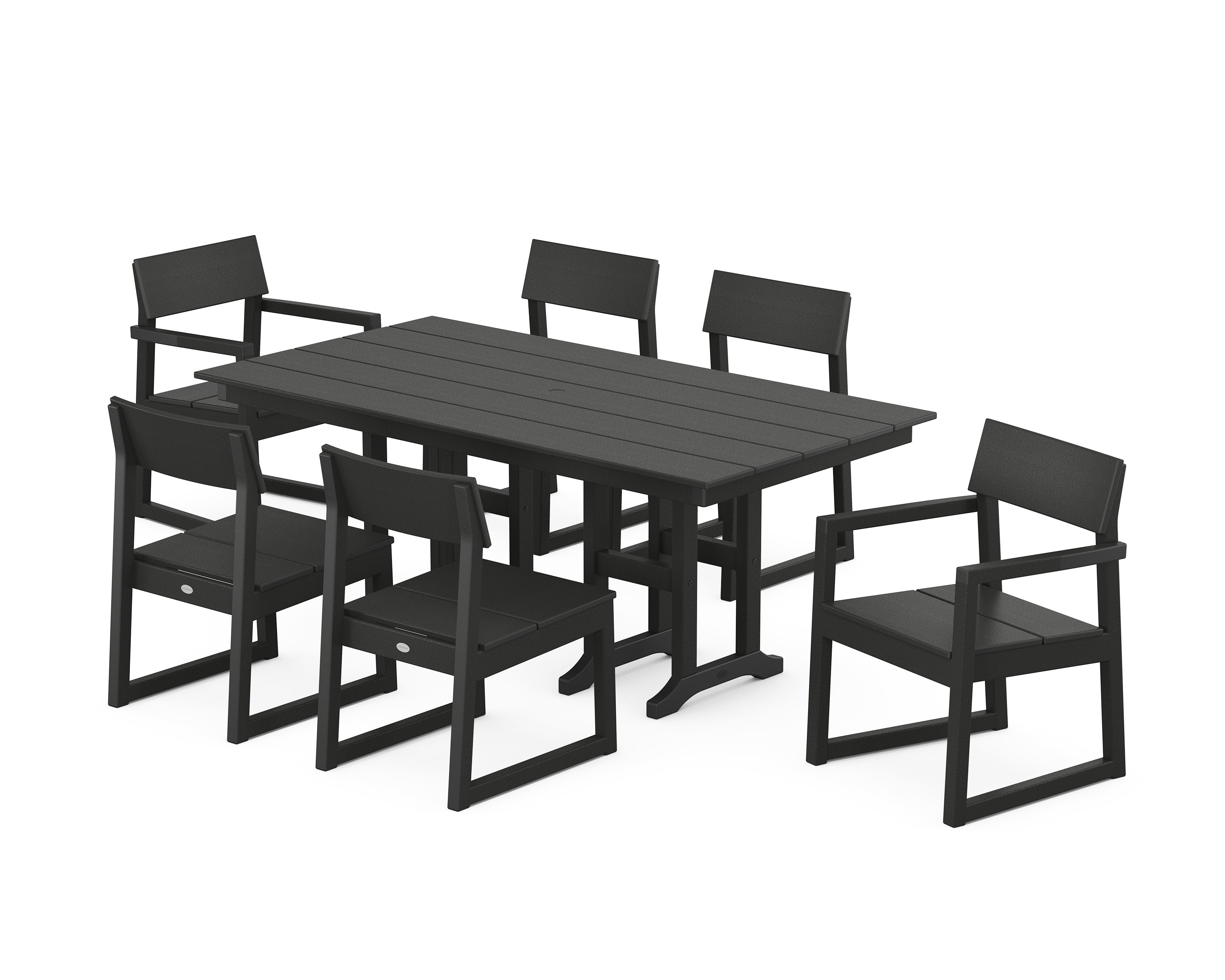 POLYWOOD® EDGE 7-Piece Farmhouse Dining Set in Black