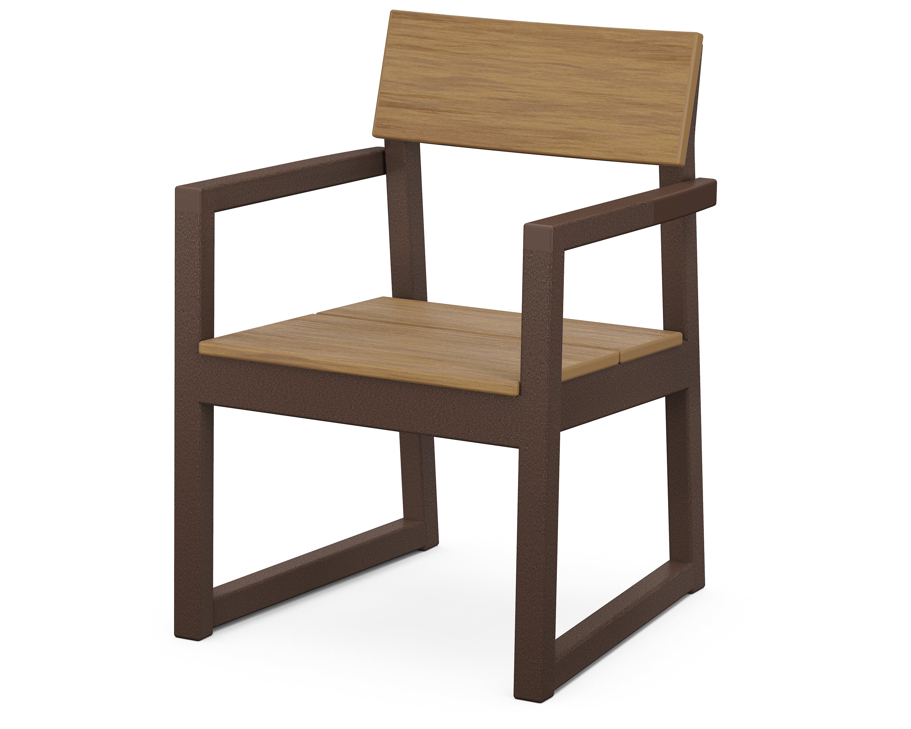 POLYWOOD® EDGE Dining Arm Chair in Mahogany / Natural