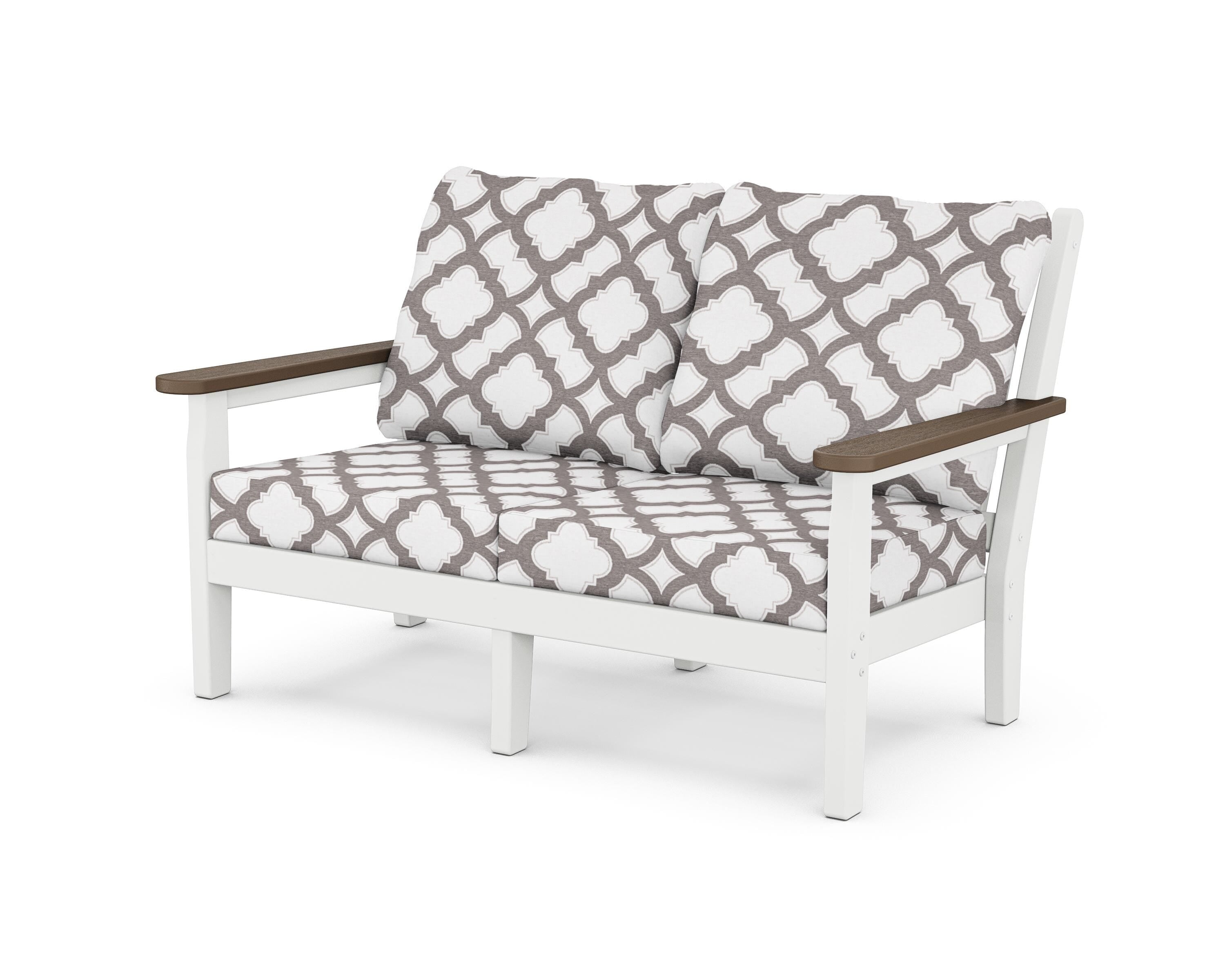 POLYWOOD® Chippendale Deep Seating Loveseat in White / Kona / Trellis Grey Mist
