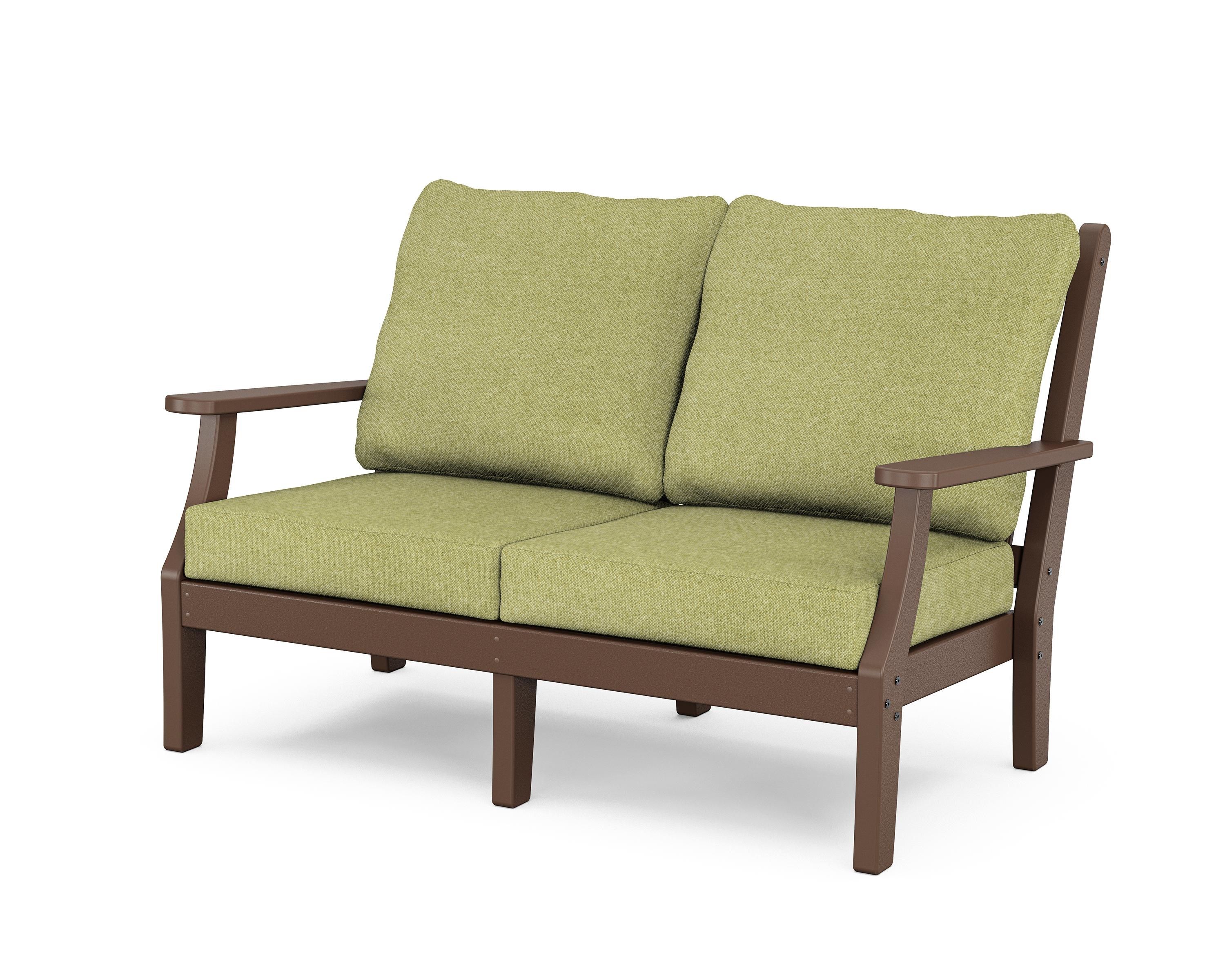 Country Living Wovendale Deep Seating Loveseat in Mahogany / Chartreuse Boucle