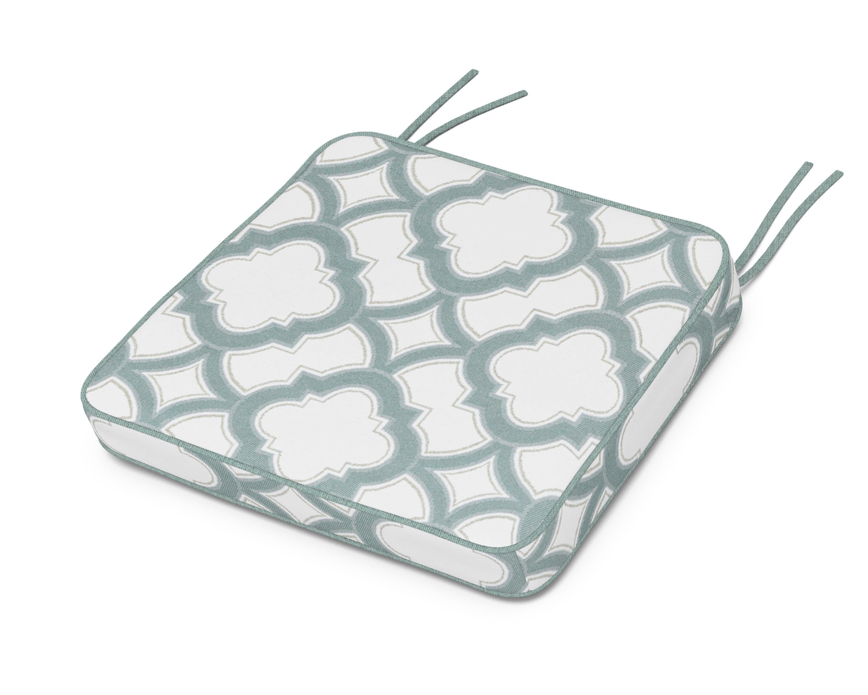 Martha Stewart by POLYWOOD® Chinoiserie Arm Chair Seat Cushion in Trellis Glacier Spa