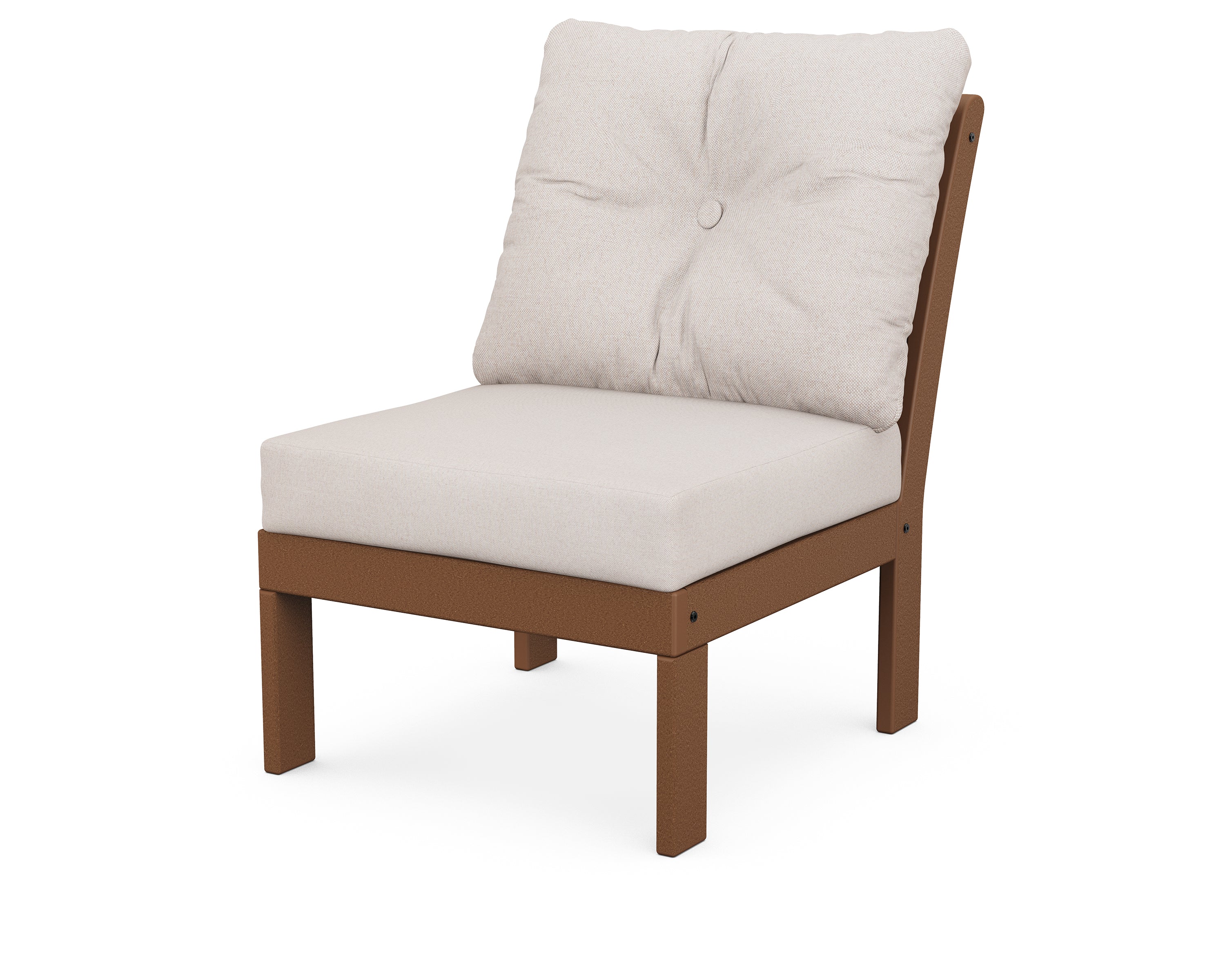 POLYWOOD® Vineyard Modular Armless Chair in Teak / Dune Burlap