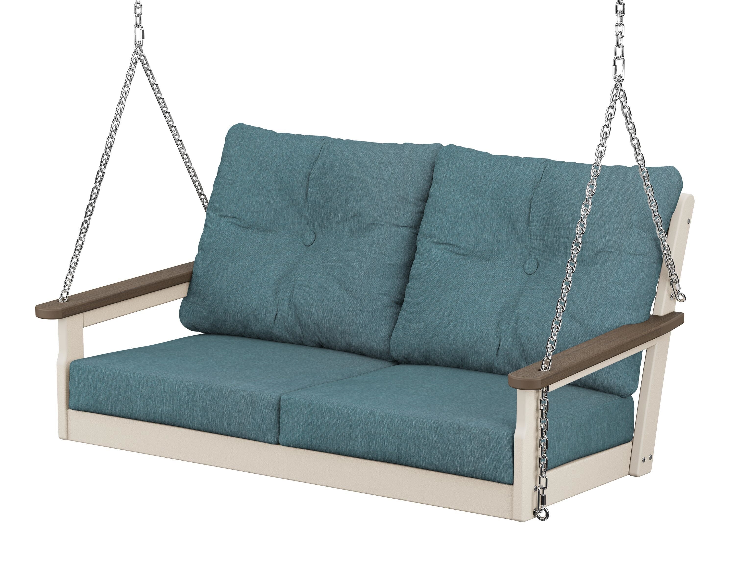 POLYWOOD® Vineyard Deep Seating Swing in Sand / Kona / Ocean Teal