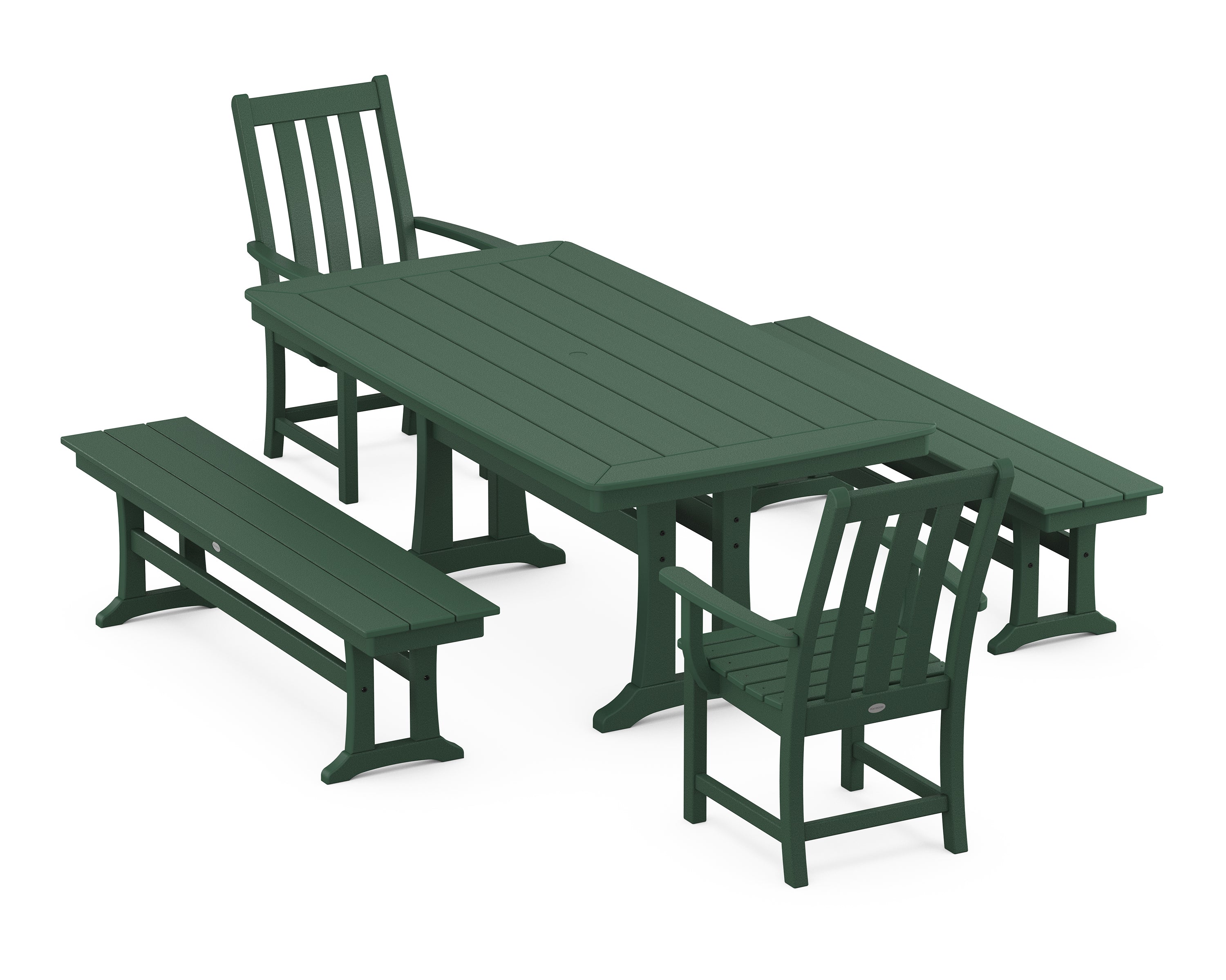 POLYWOOD® Vineyard 5-Piece Dining Set with Trestle Legs in Green