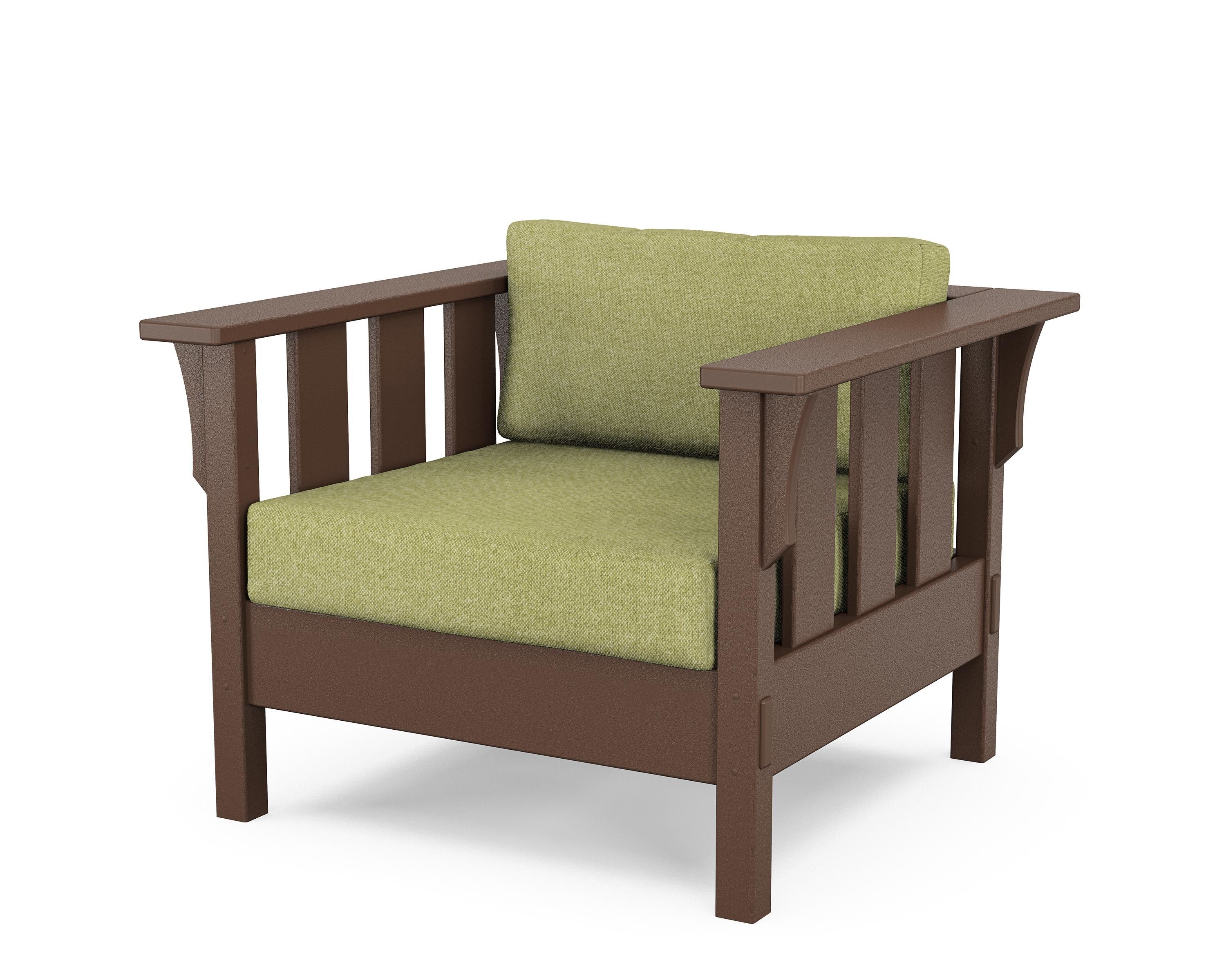 Martha Stewart by POLYWOOD® Acadia Deep Seating Chair in Mahogany / Chartreuse Boucle
