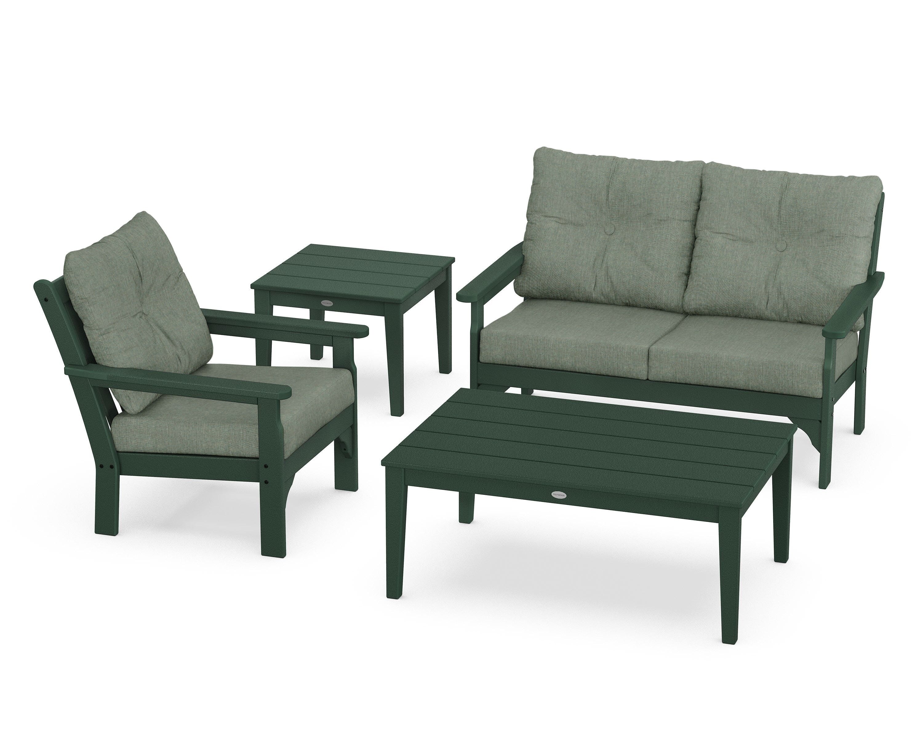 POLYWOOD® Vineyard 4-Piece Deep Seating Set in Green / Cast Sage