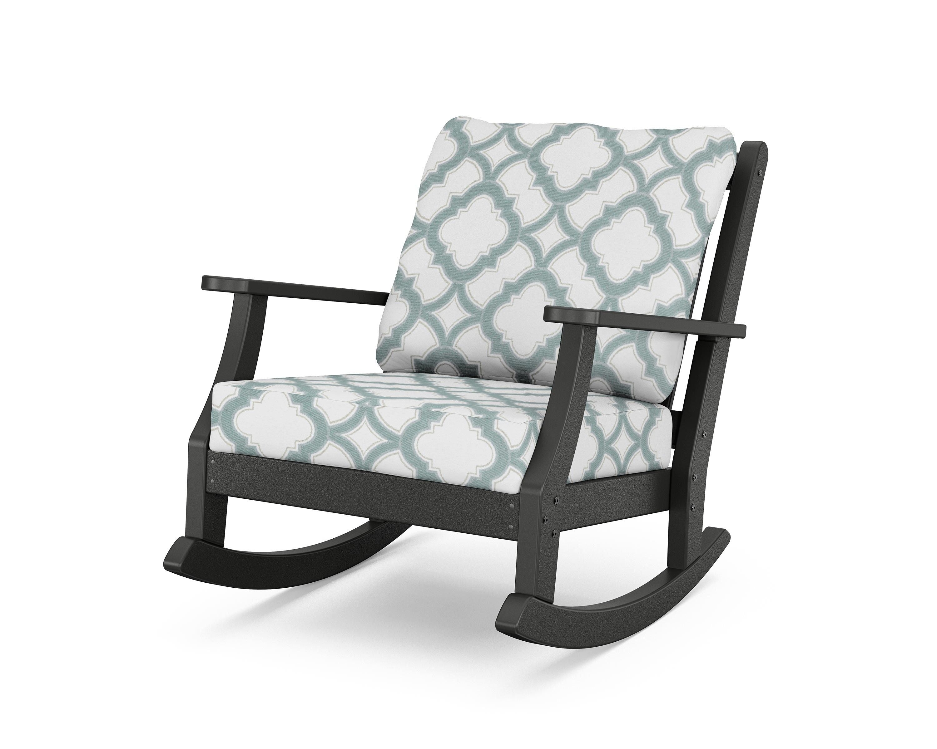 Country Living Wovendale Deep Seating Rocking Chair in Black / Trellis Glacier Spa