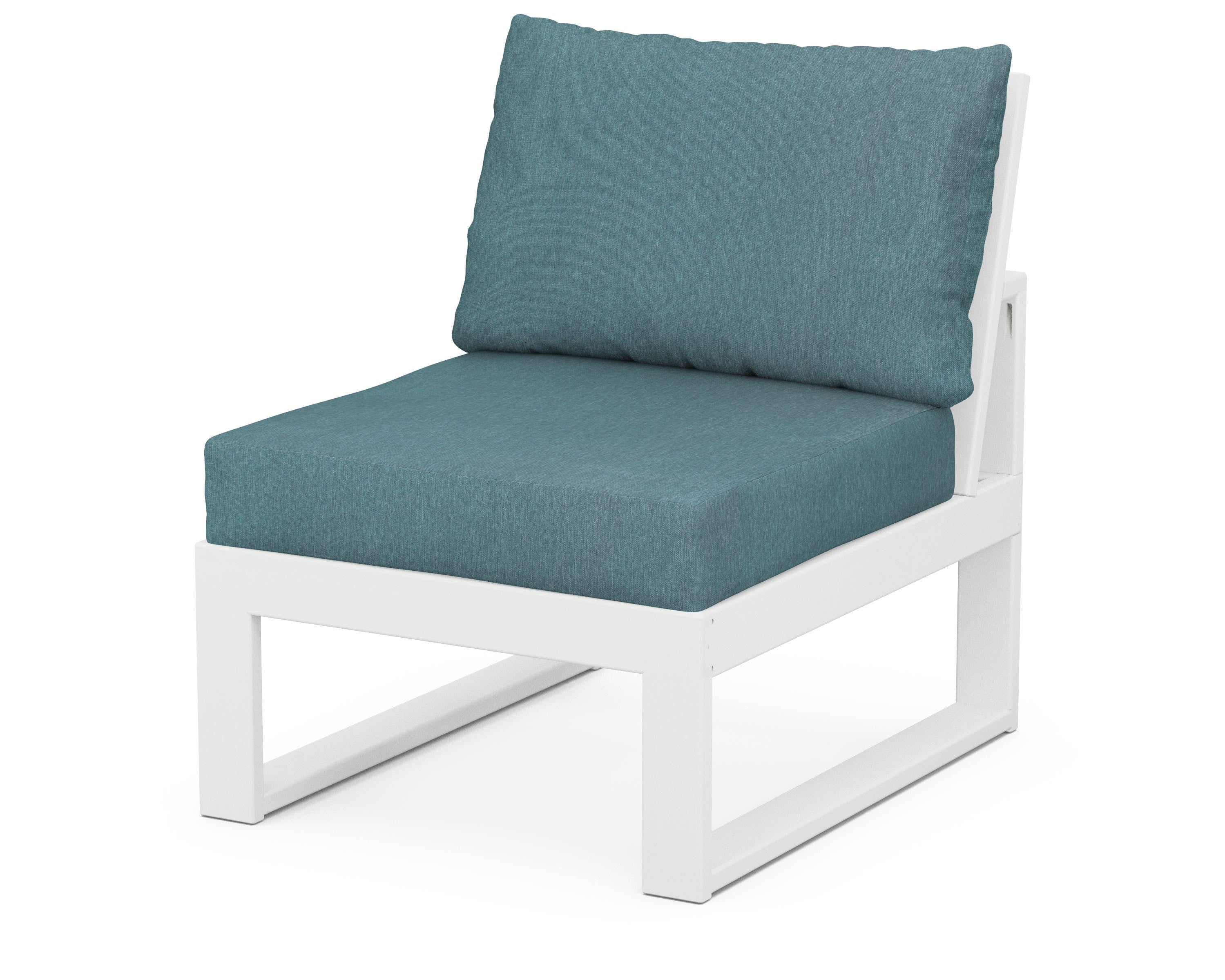 Unbranded Modular Armless Chair in White / Ocean Teal