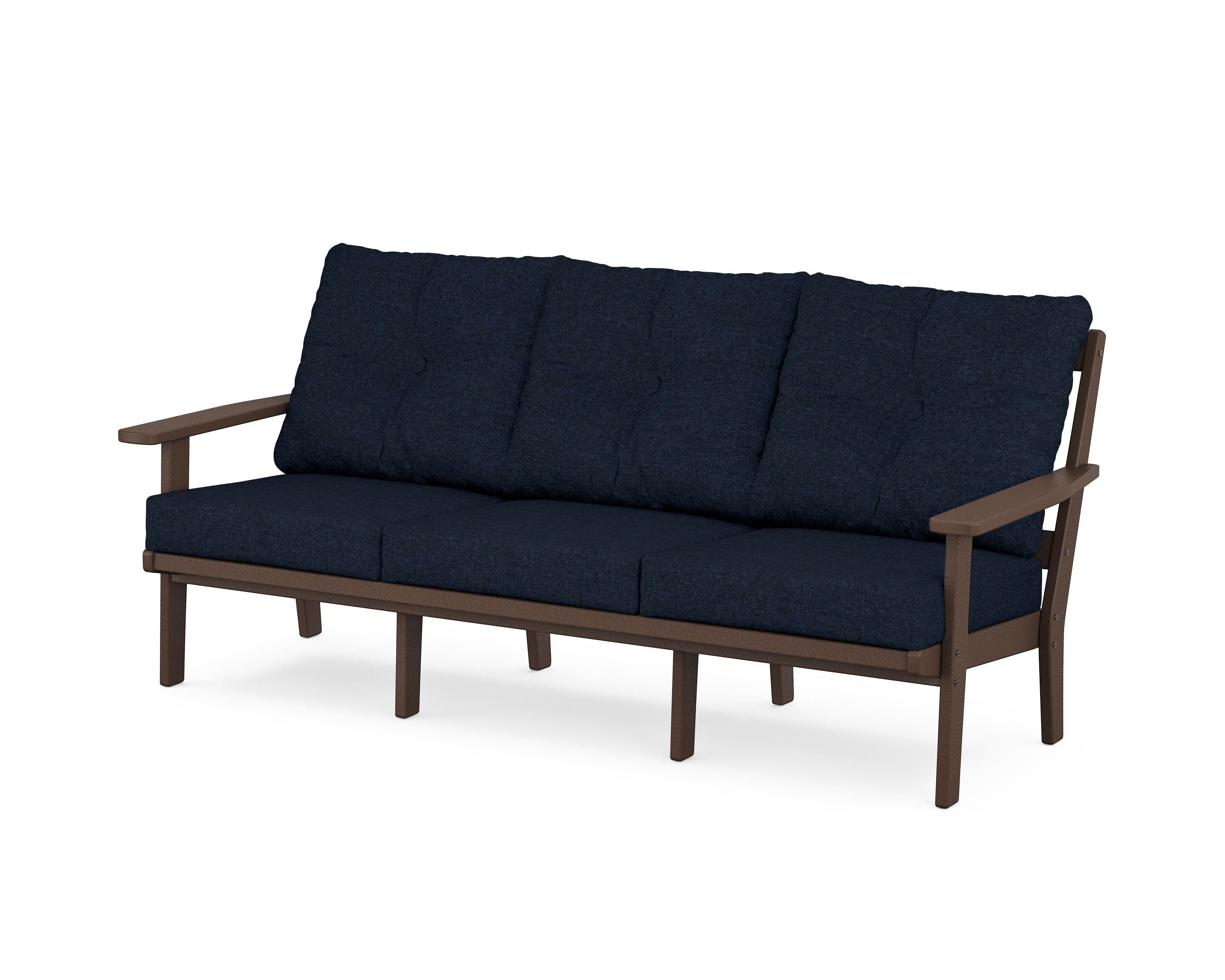 POLYWOOD® Oxford Deep Seating Sofa in Mahogany / Marine Indigo
