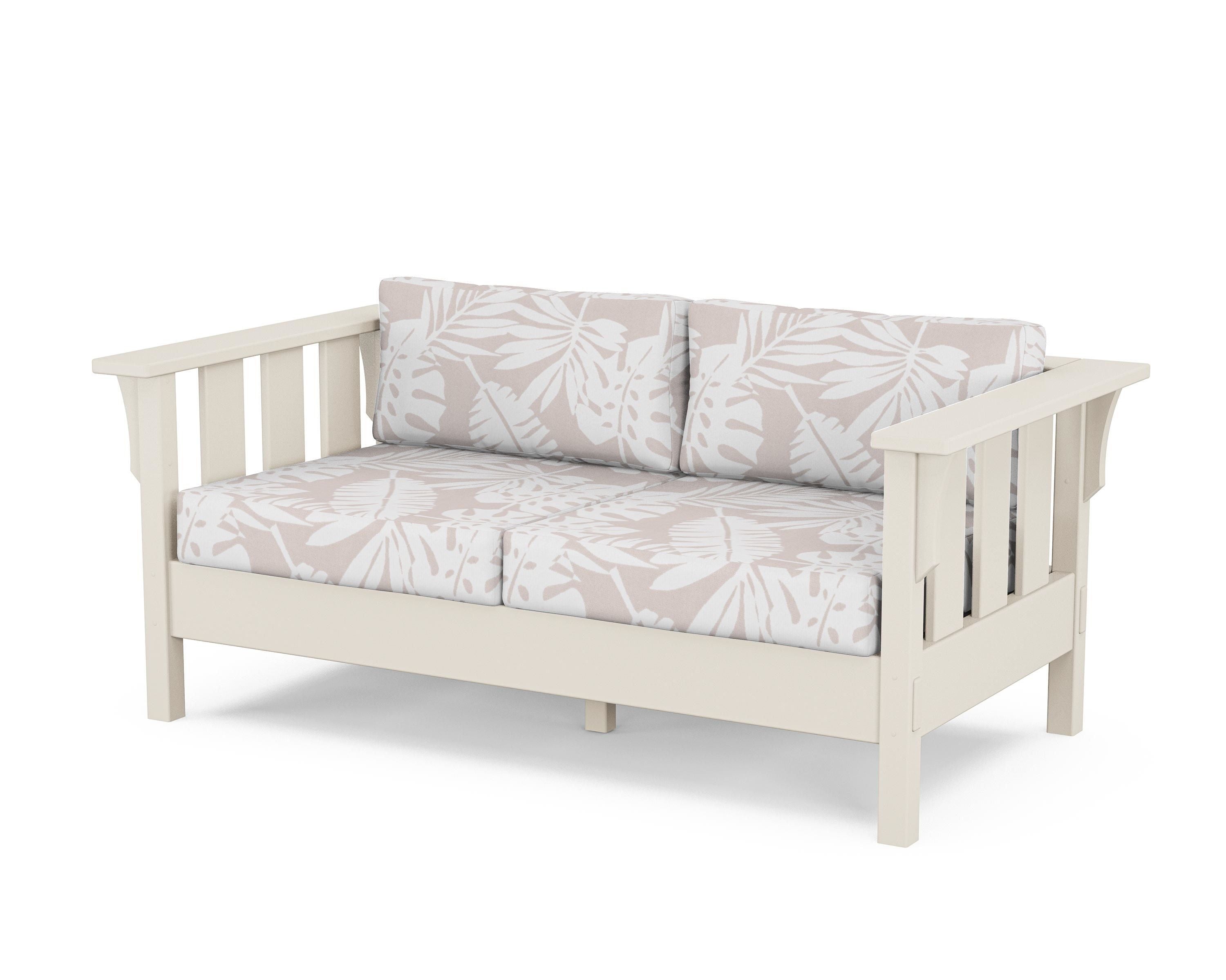 Martha Stewart by POLYWOOD® Acadia Deep Seating Loveseat in Sand / Leaf Dune Burlap