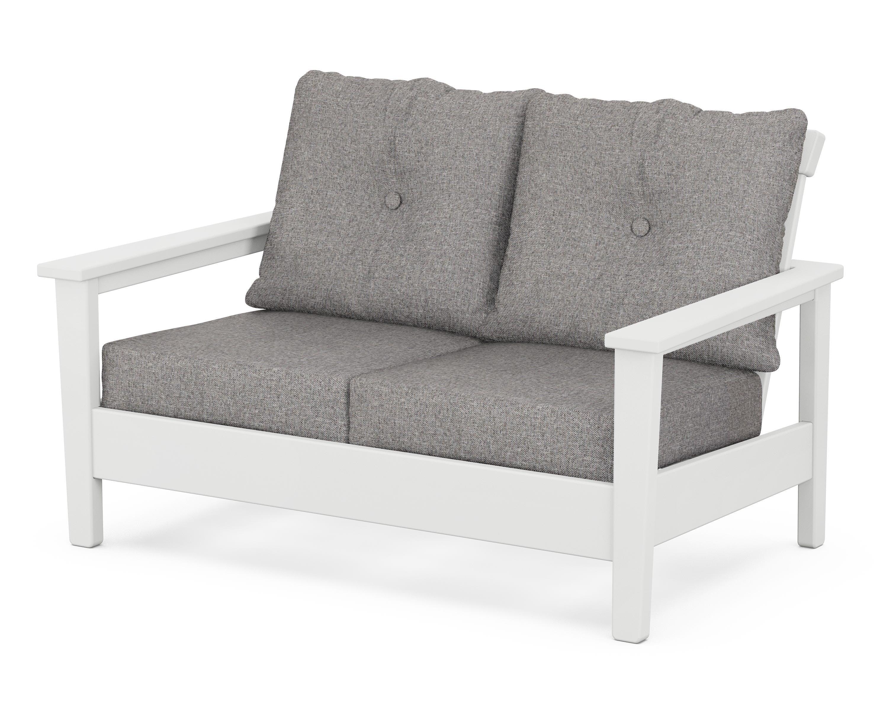 POLYWOOD® Prescott Deep Seating Loveseat in White / Grey Mist