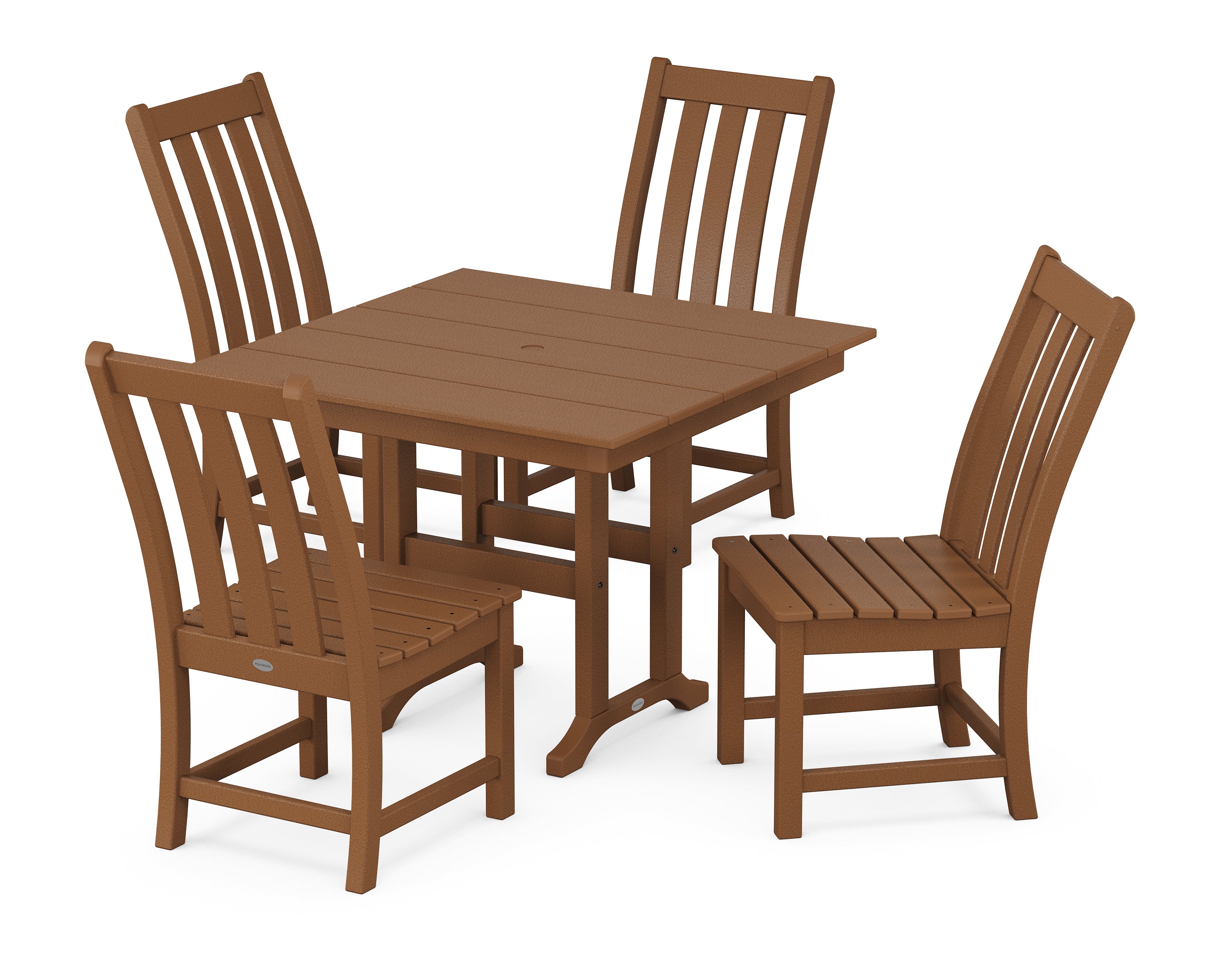 POLYWOOD® Vineyard Side Chair 5-Piece Farmhouse Dining Set in Teak