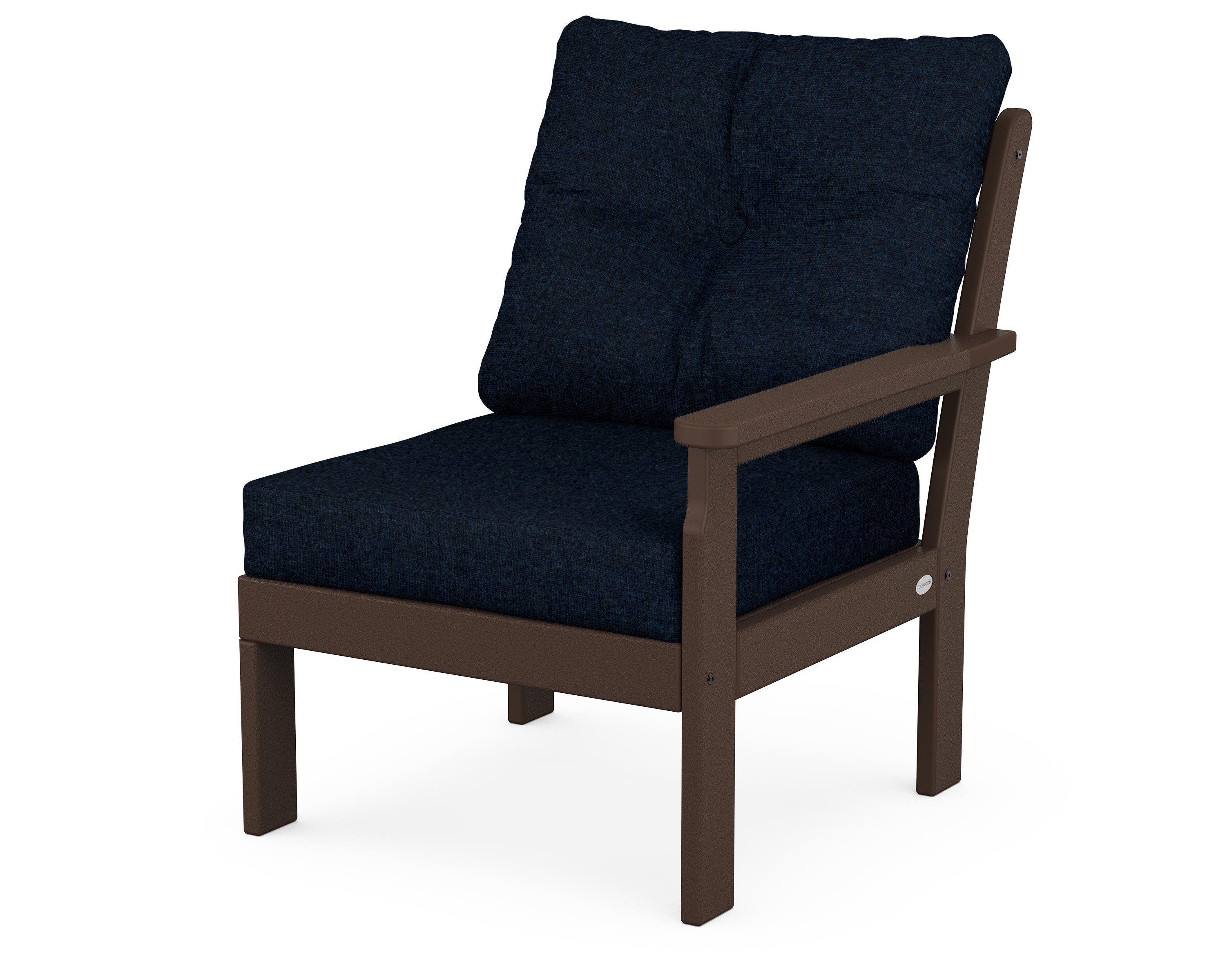 POLYWOOD® Vineyard Modular Right Arm Chair in Mahogany / Marine Indigo