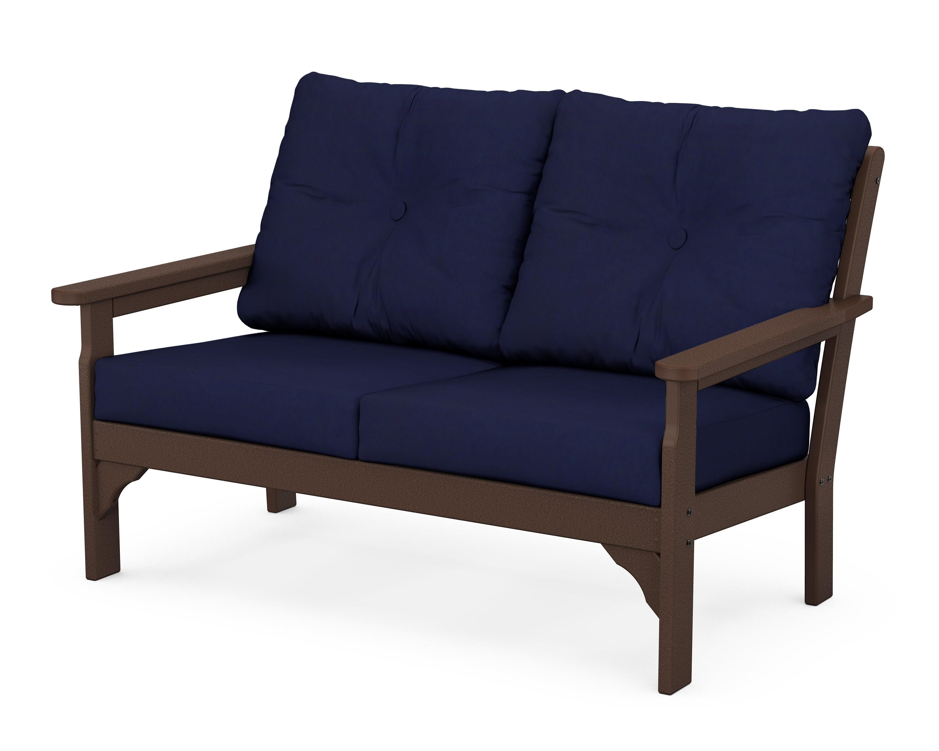 POLYWOOD® Vineyard Deep Seating Loveseat in Mahogany / Navy