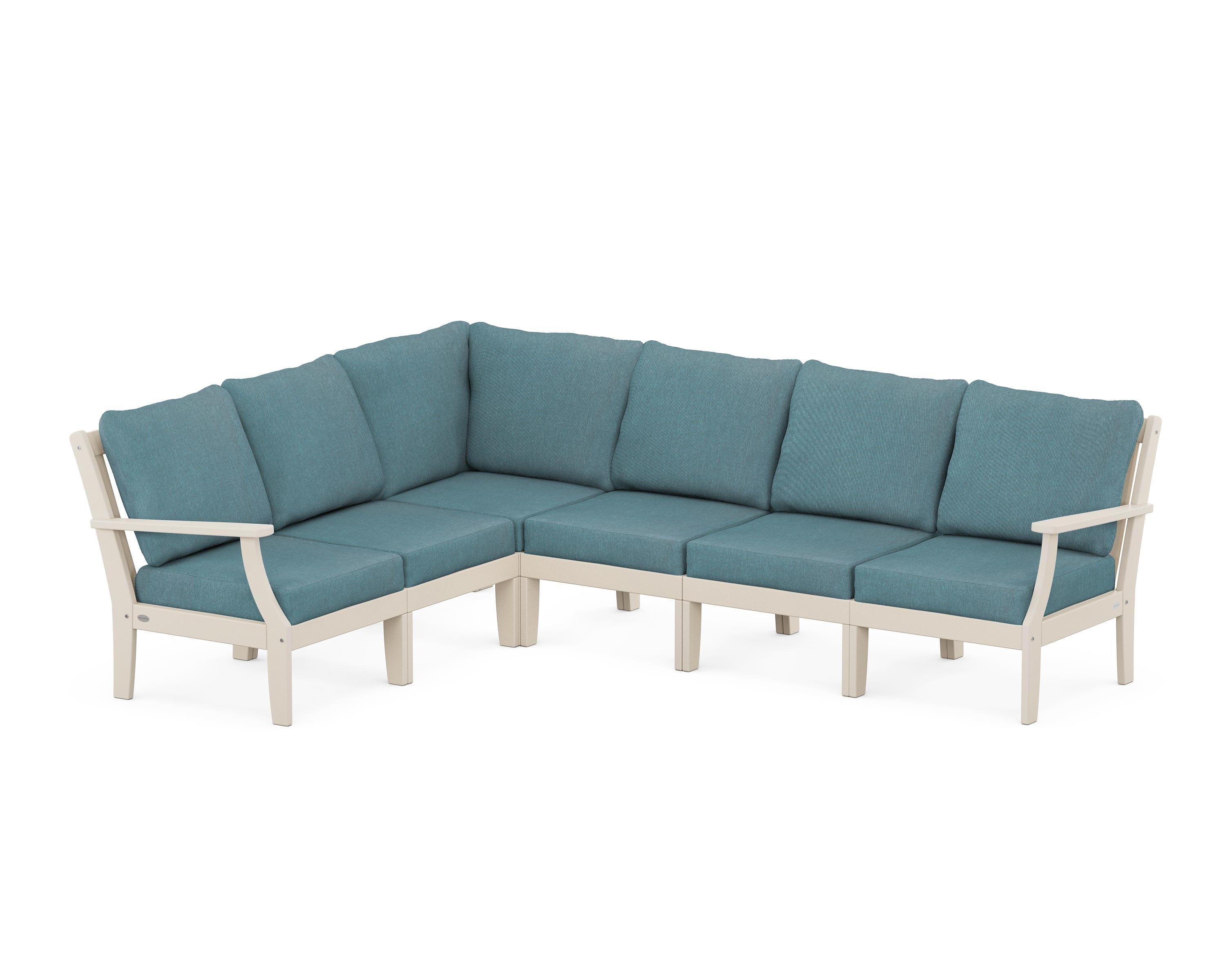 POLYWOOD® Braxton Modular 6-Piece Deep Seating Set in Sand / Ocean Teal