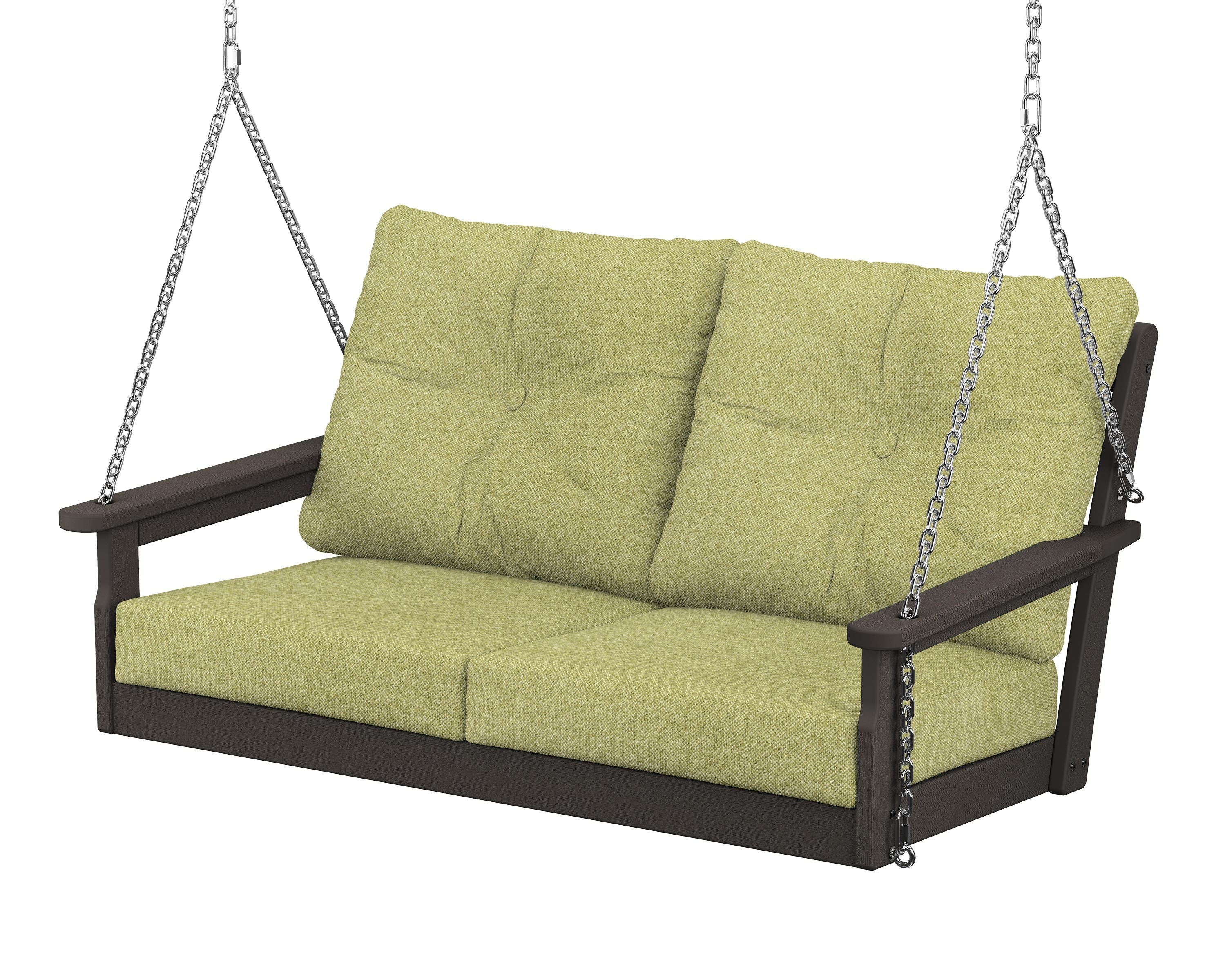 POLYWOOD® Vineyard Deep Seating Swing in Vintage Coffee / Chartreuse Boucle