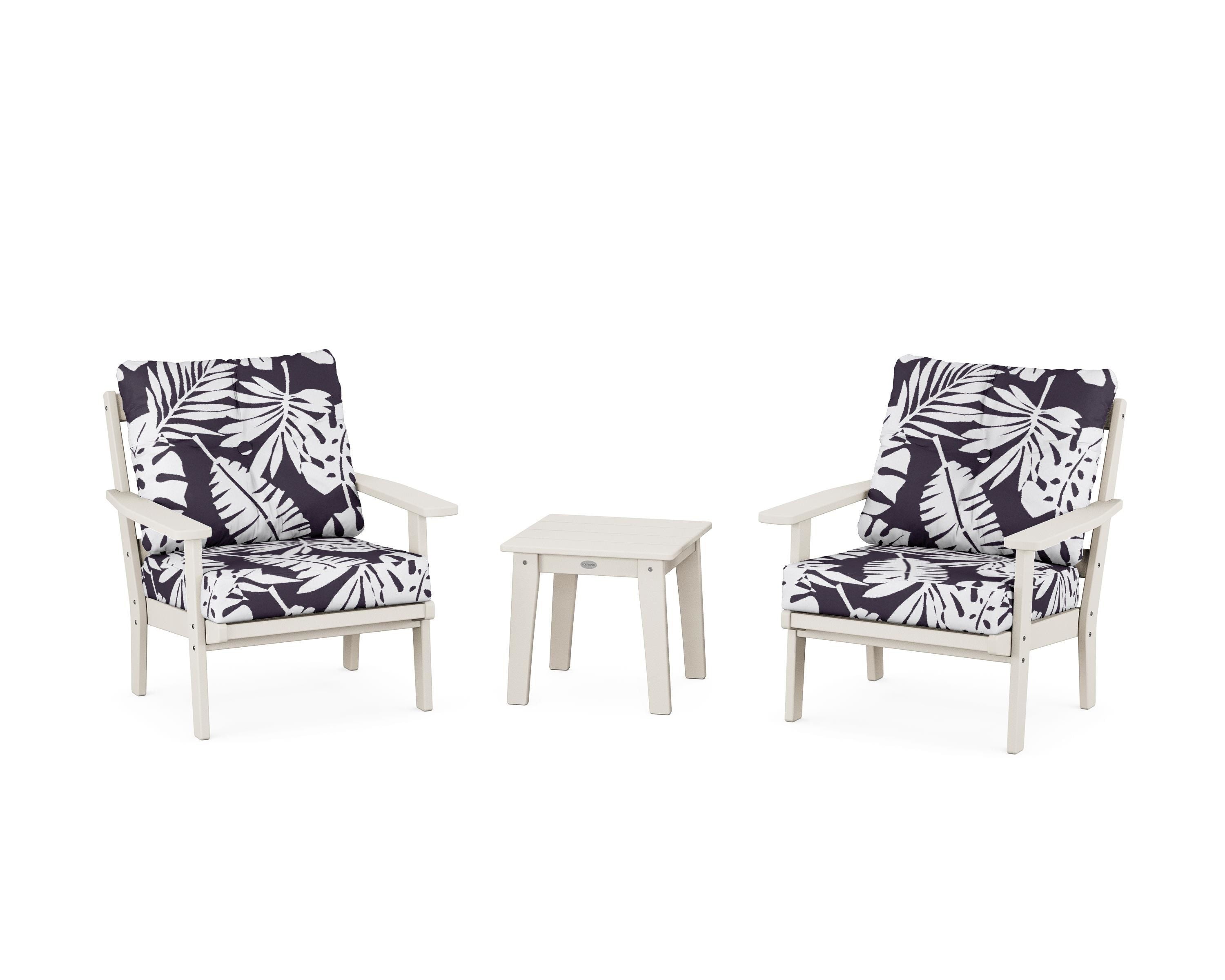 POLYWOOD® Prairie 3-Piece Deep Seating Set in Sand / Leaf Navy